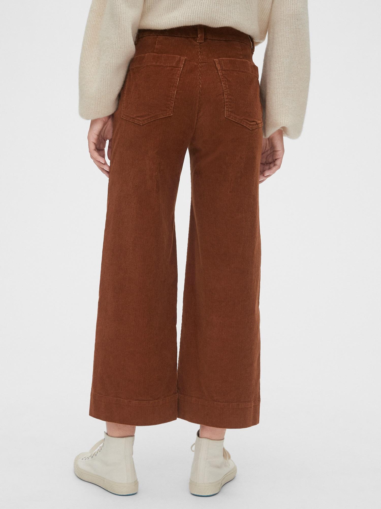 Gap Corduroy High Rise Wide-leg Crop Cords in Brown - Lyst