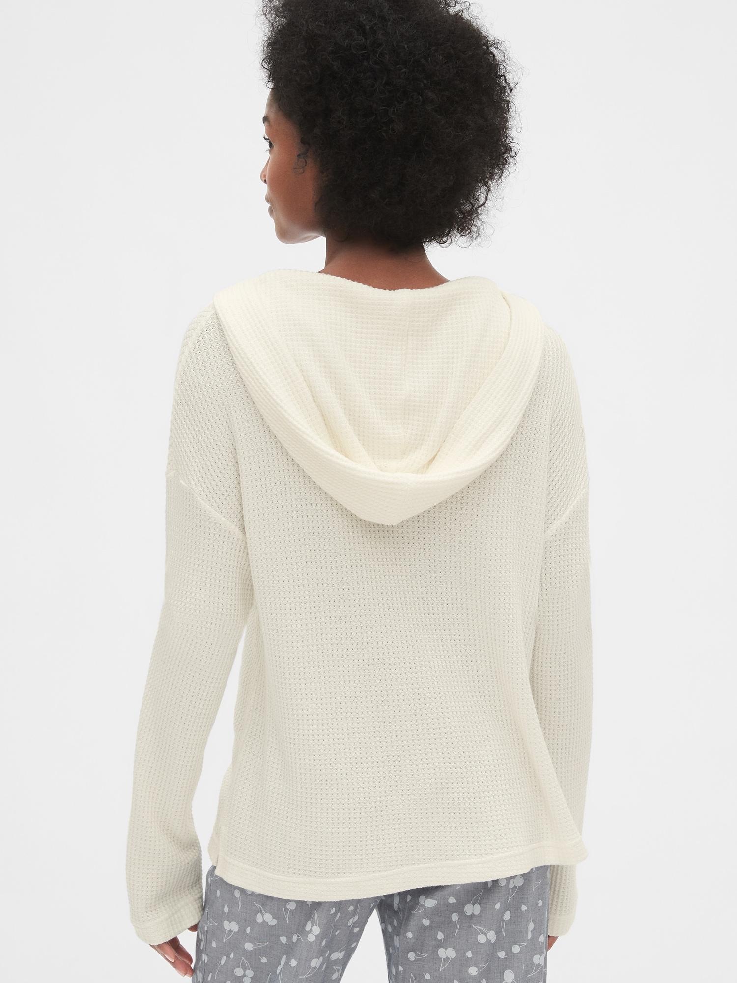 Gap Synthetic Waffle Knit Hoodie In White Lyst