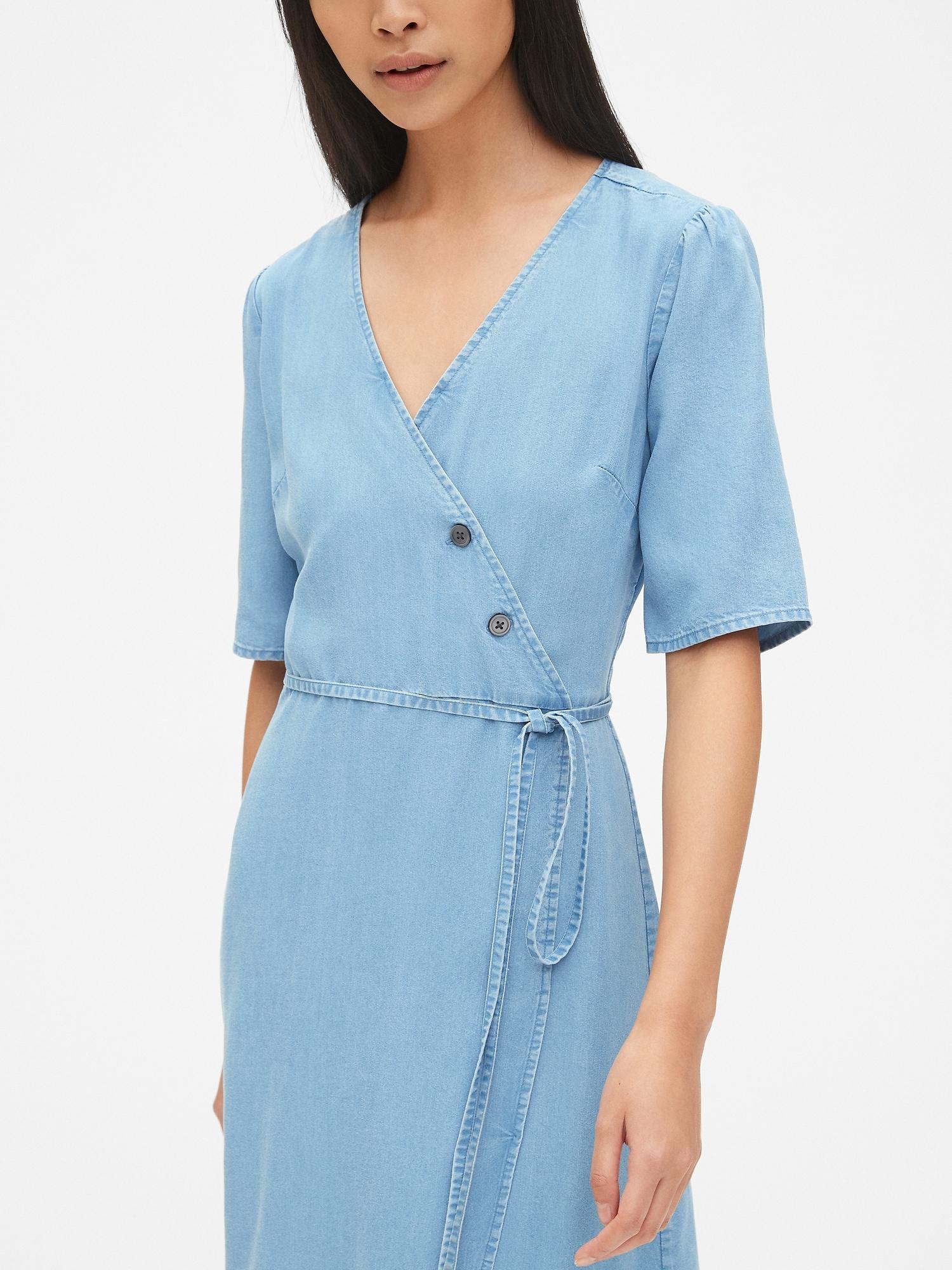 gap side button wrap dress