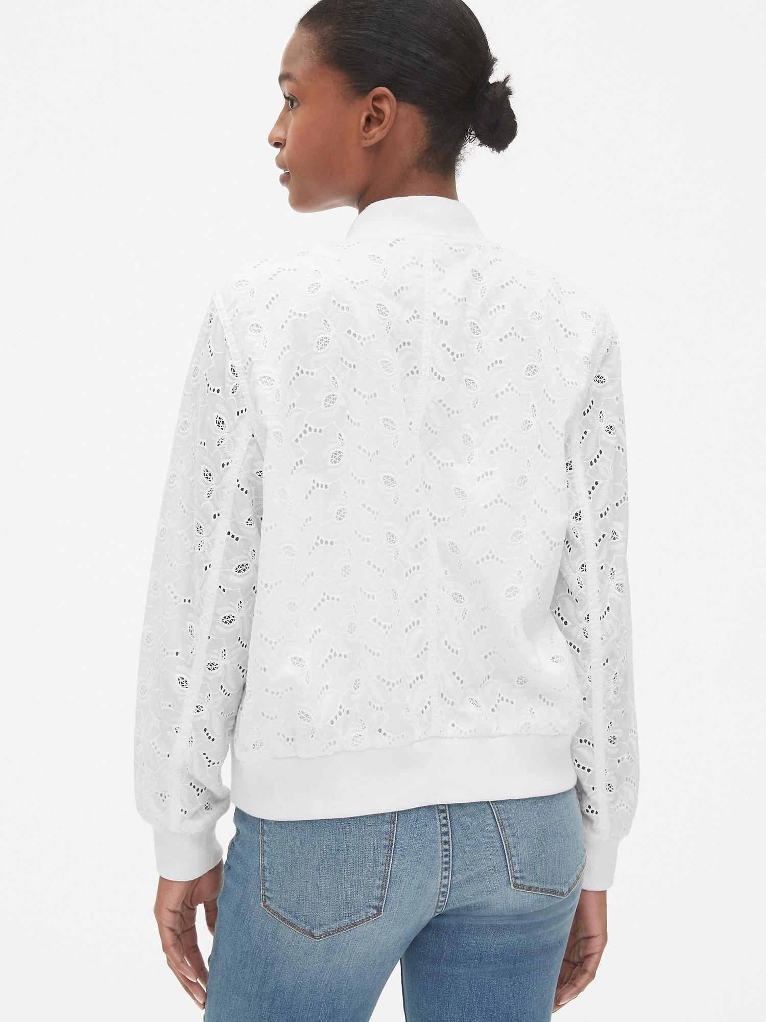 white eyelet jacket