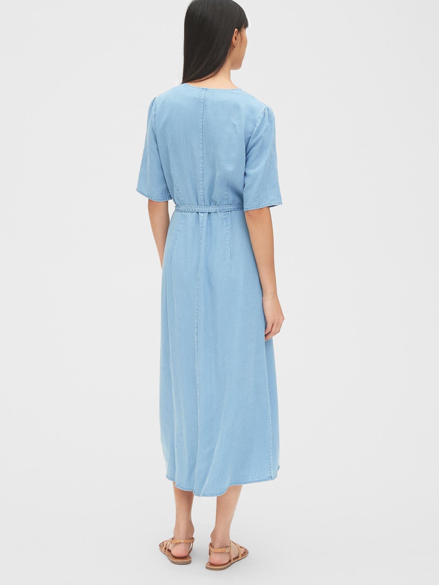 gap side button wrap dress