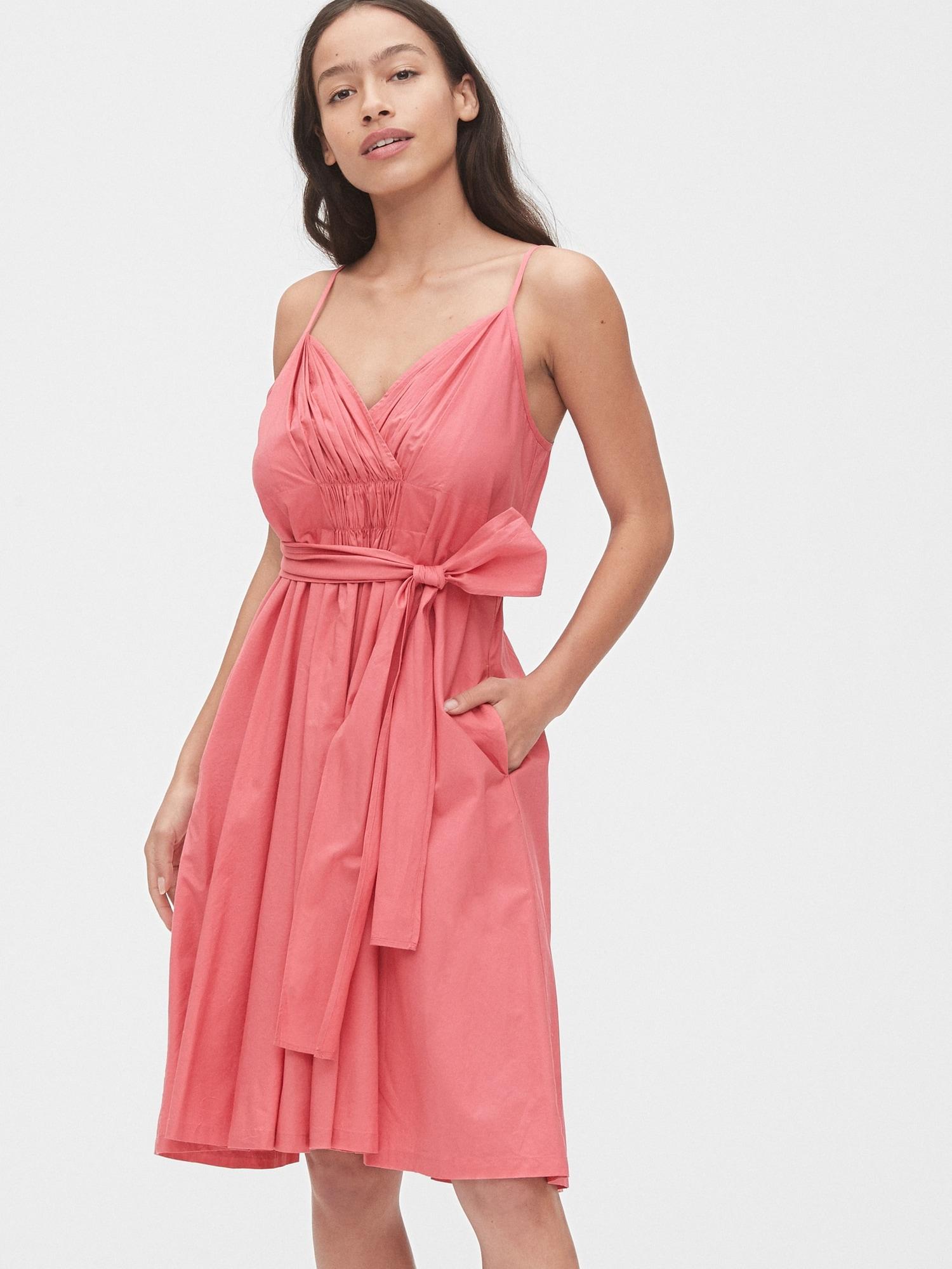 Gap Cotton Pleated Wrap Cami Dress in ...