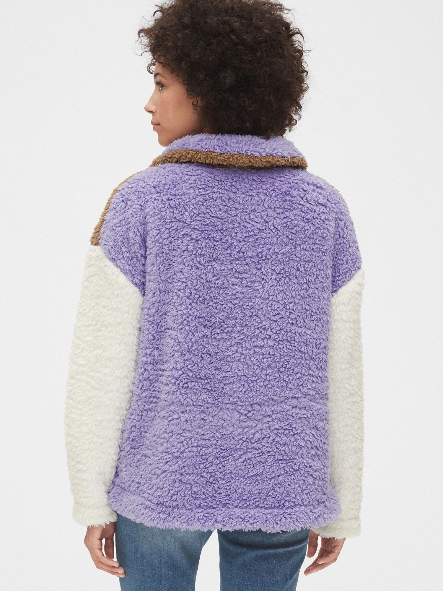 color block sherpa pullover
