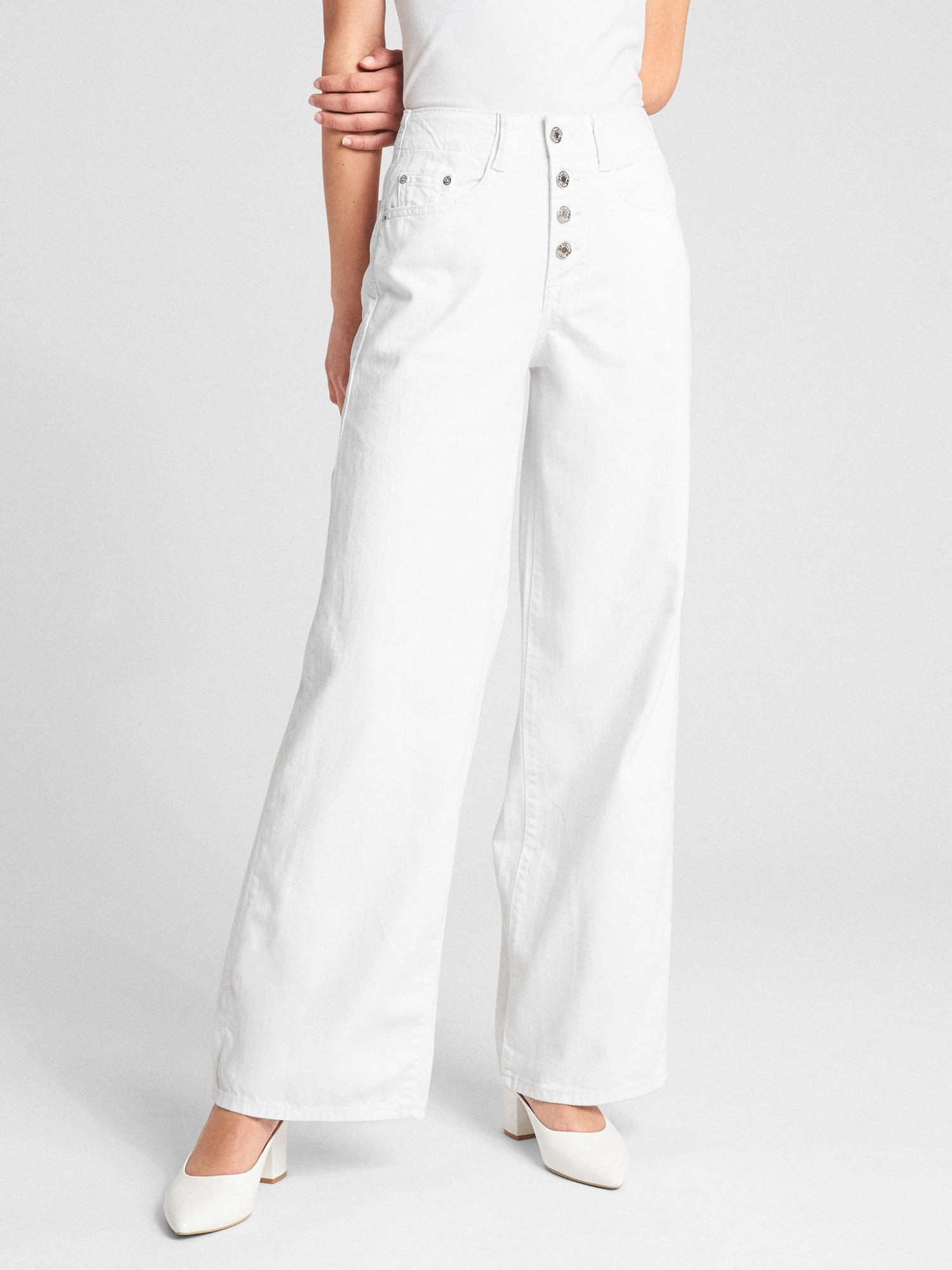 white button fly jeans