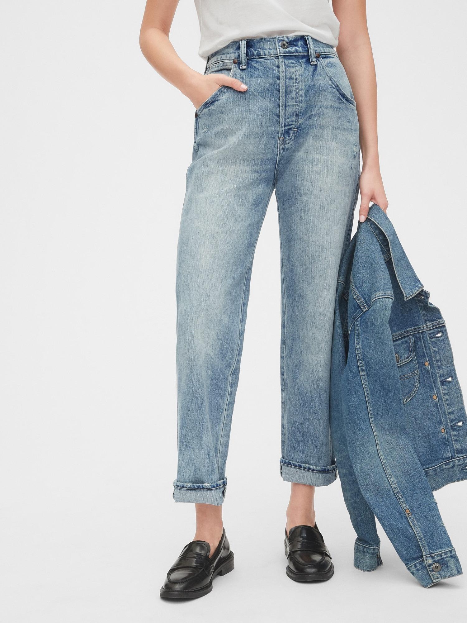 Gap Denim High Rise Distressed Straight 