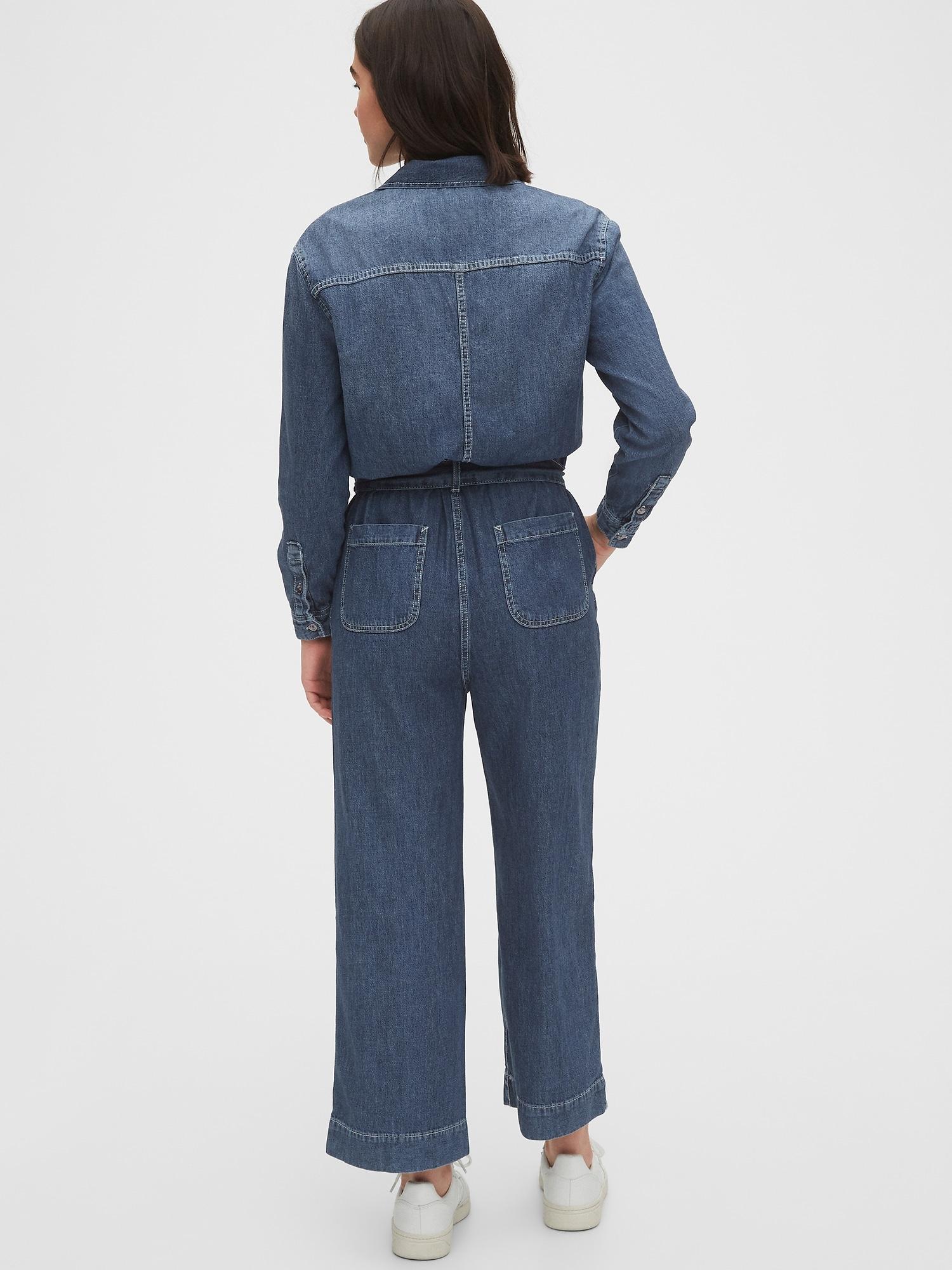 gap denim utility jumpsuit