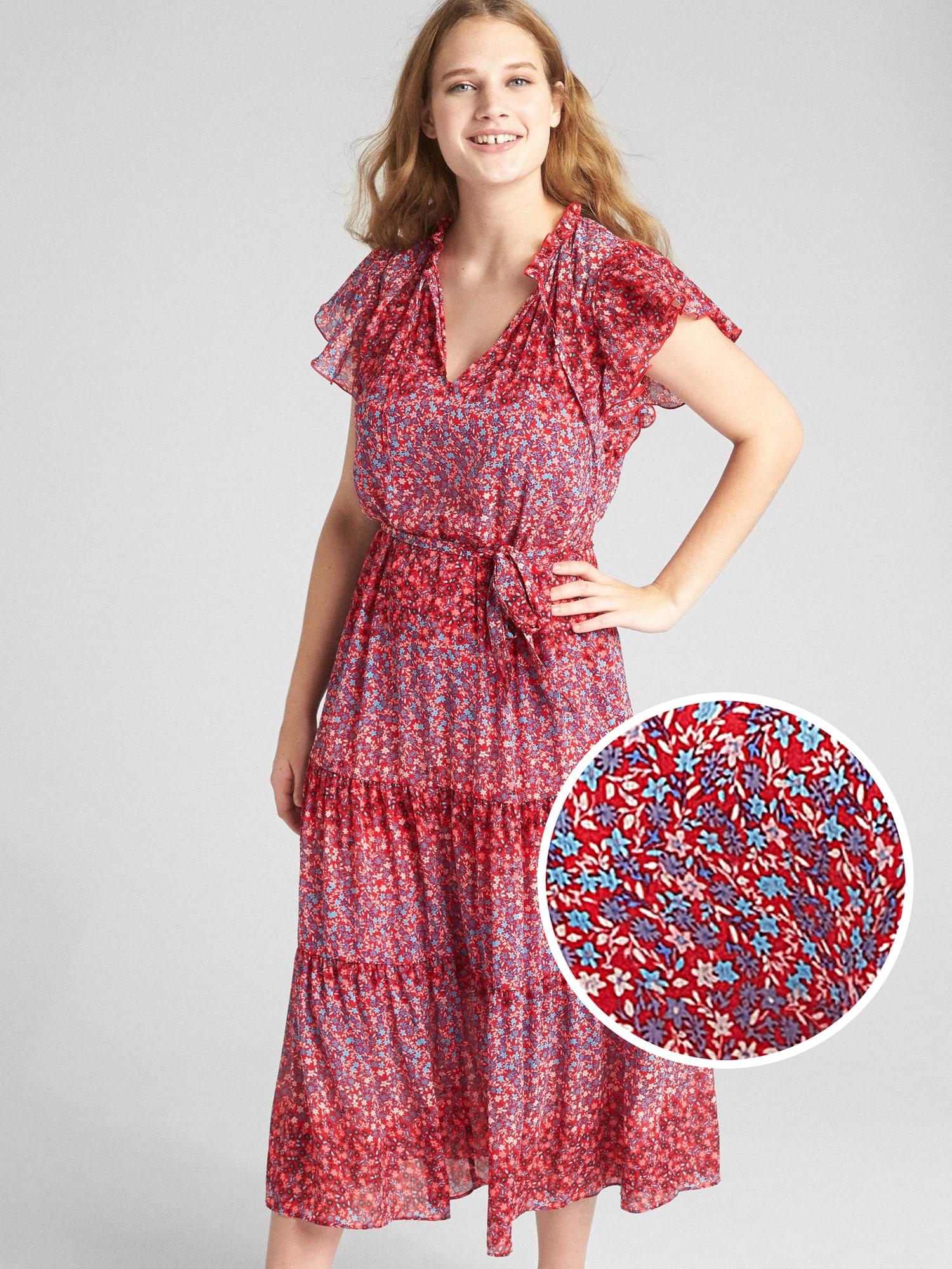 gap flutter sleeve midi dress