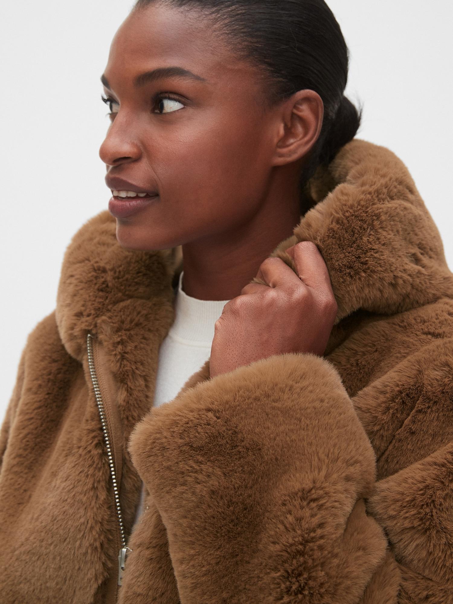 faux fur jacket gap