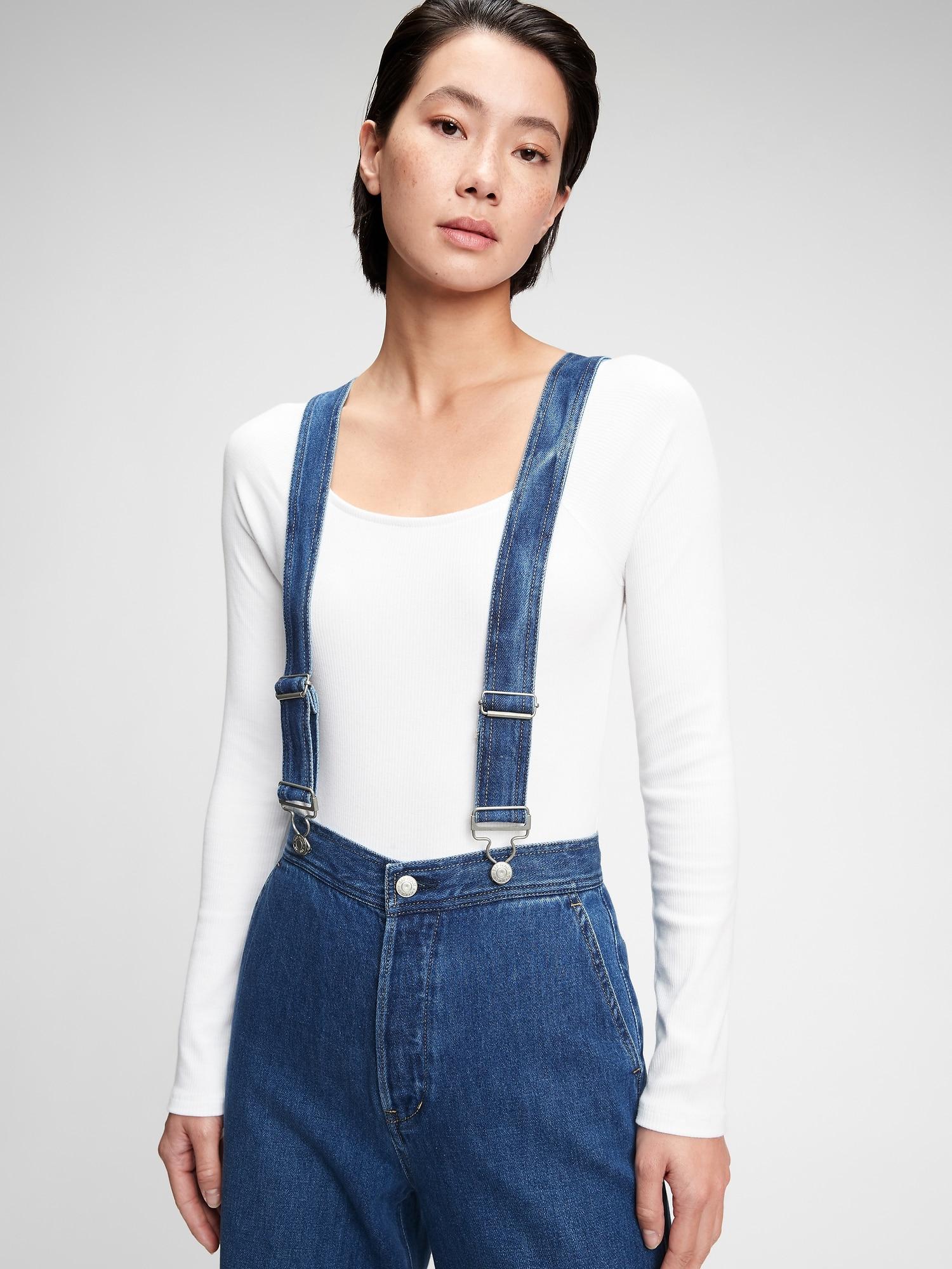 Gap Denim Wide-leg Suspender Jeans With 