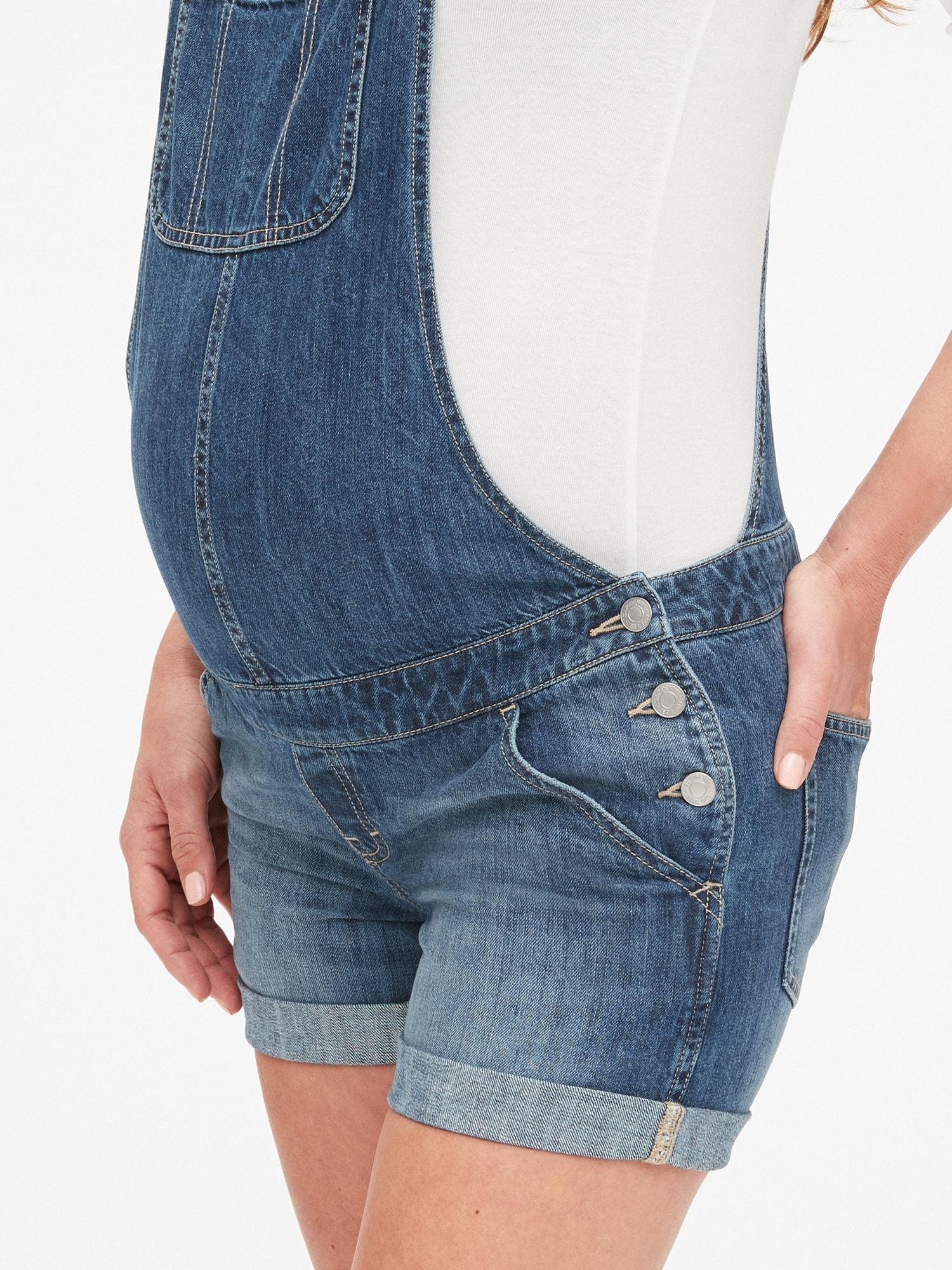 maternity denim overall shorts RH Laboratorio de Análisis