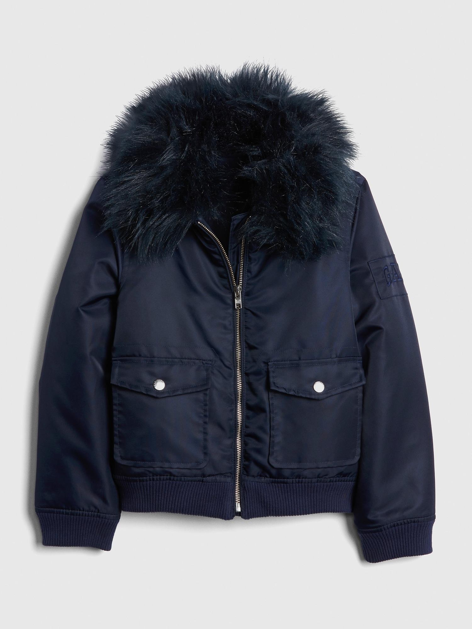 gap faux fur bomber jacket