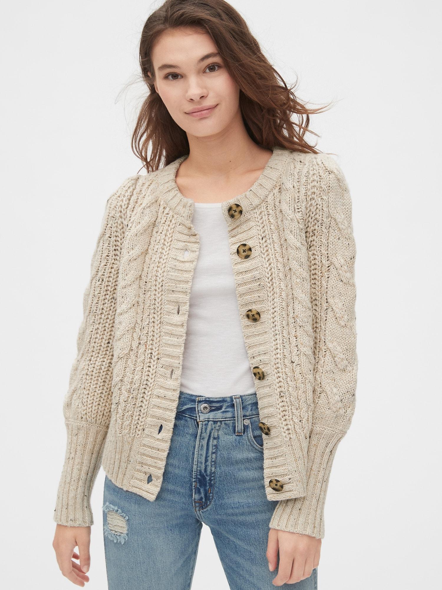 chunky cable knit cardigan