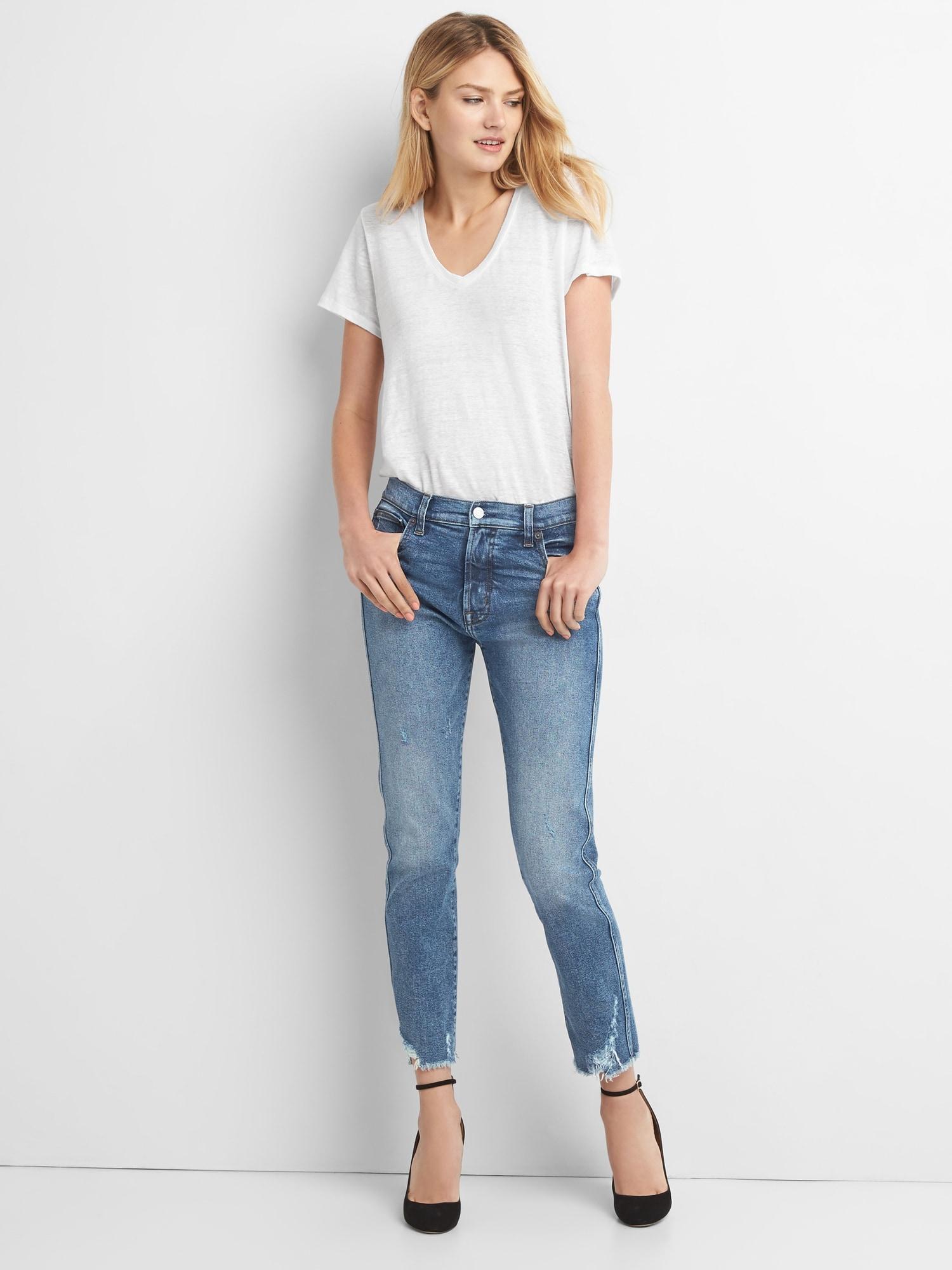 gap high rise slim straight jeans