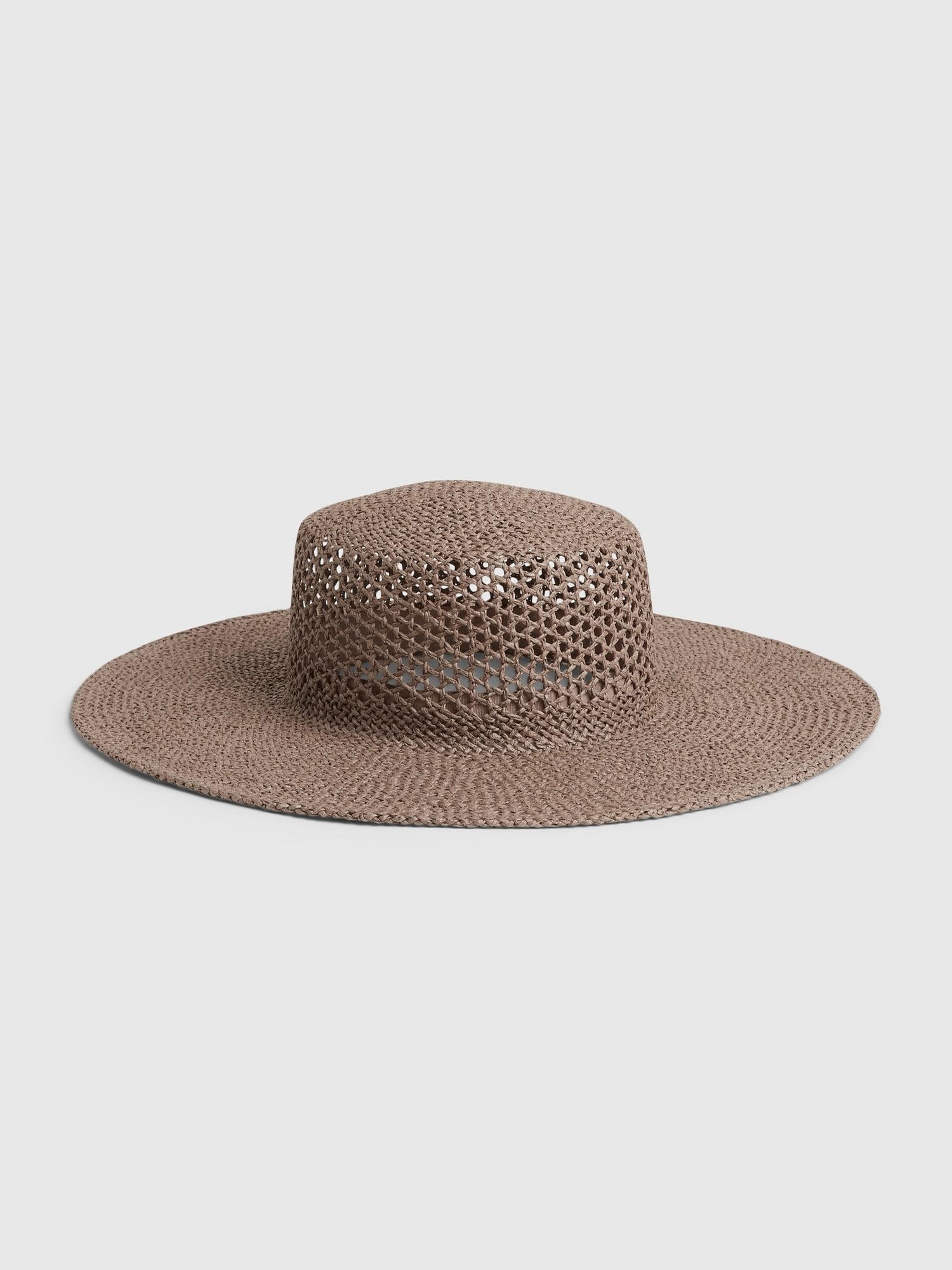 Gap Wide Brim Straw Hat in Dark Grey 