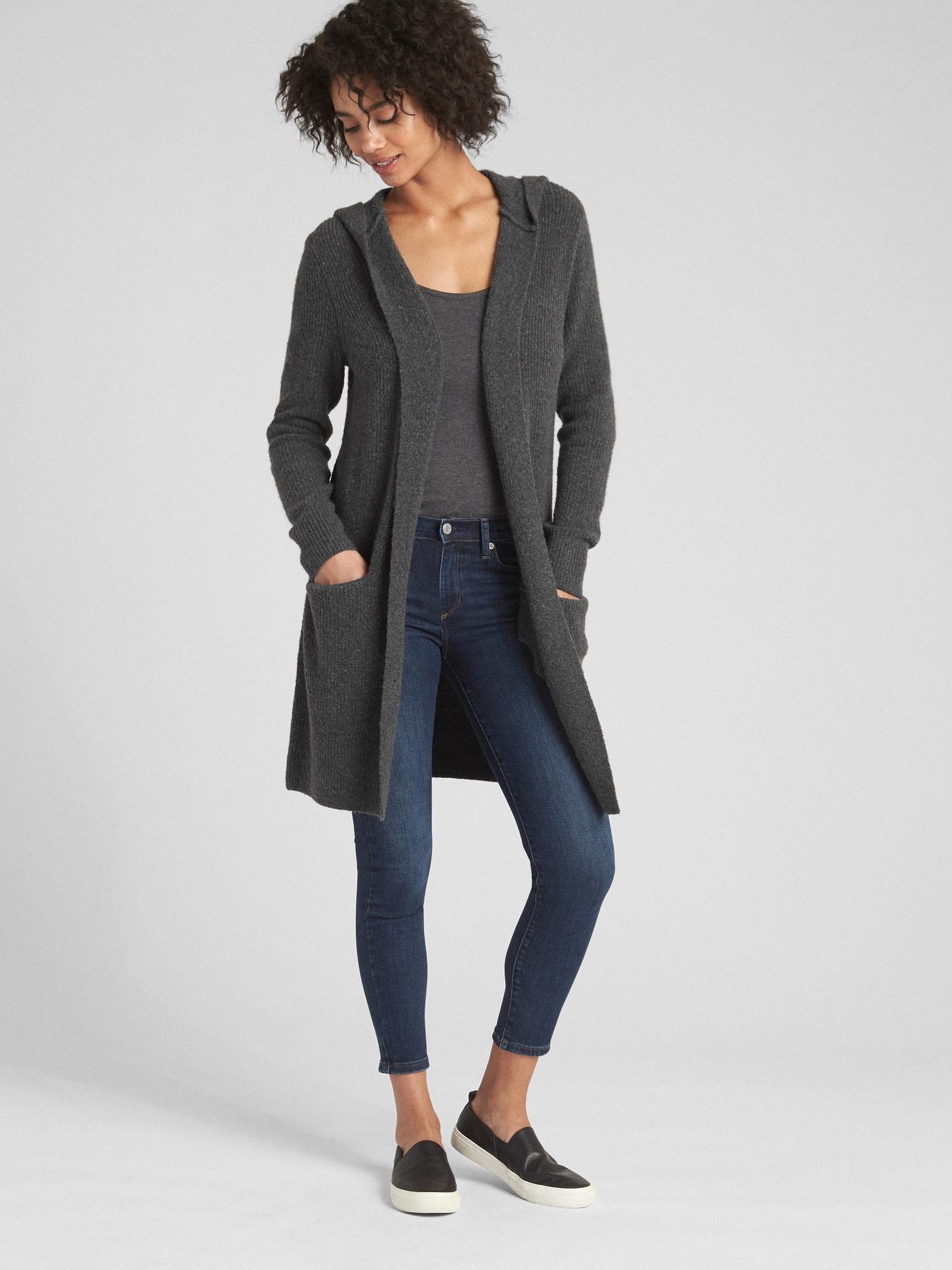 open hooded cardigan