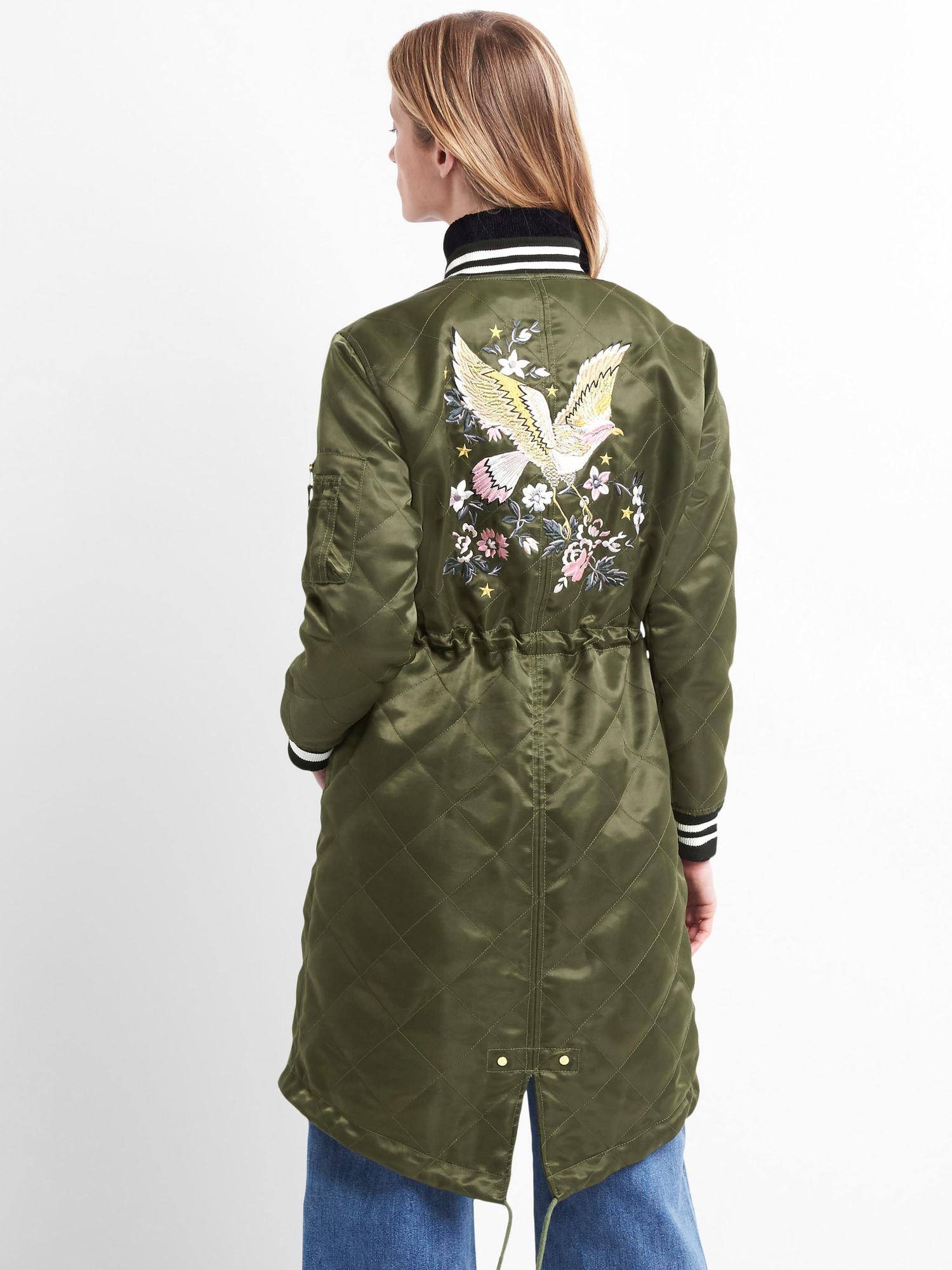 gap long bomber jacket