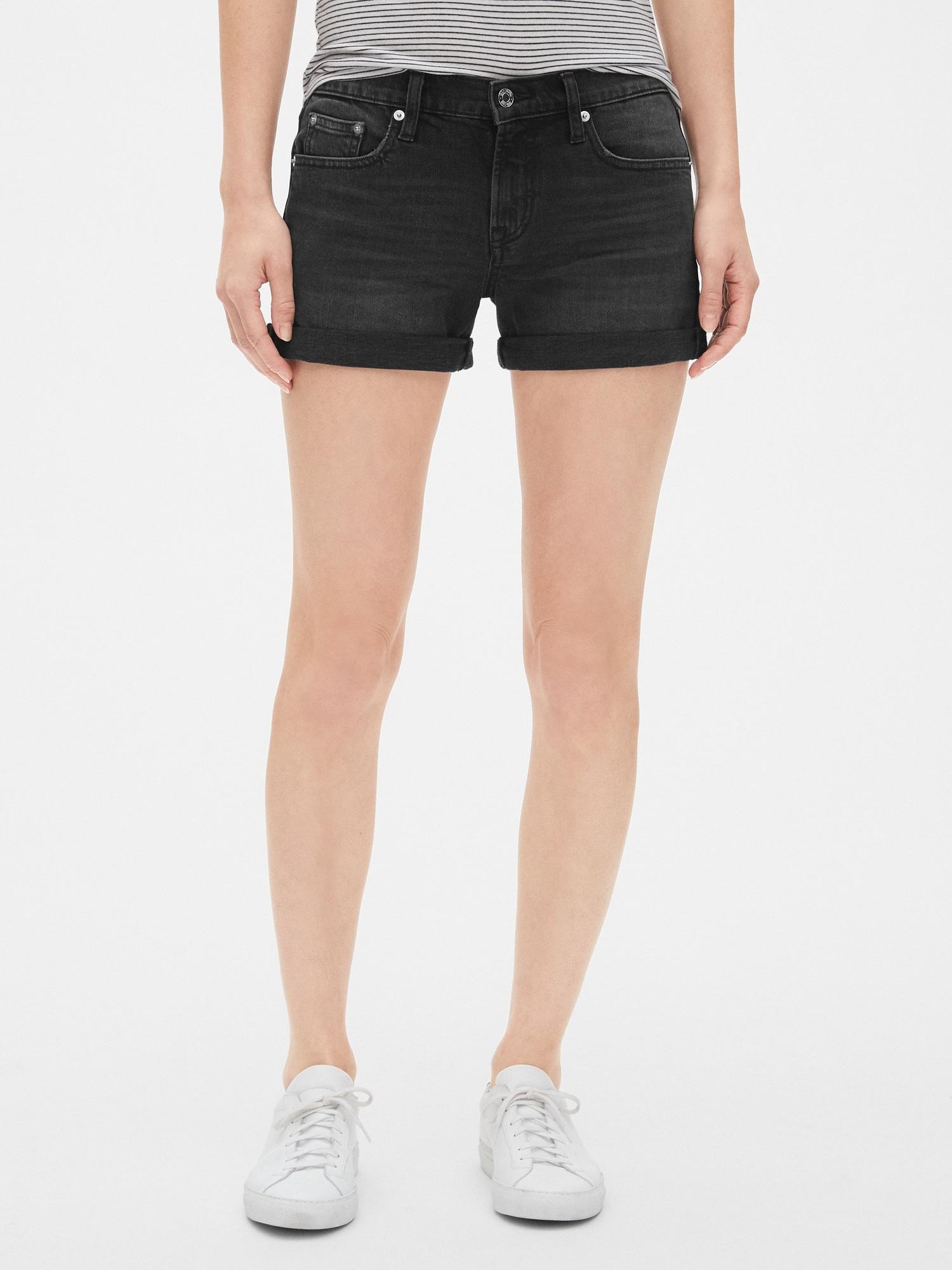 gap black denim shorts