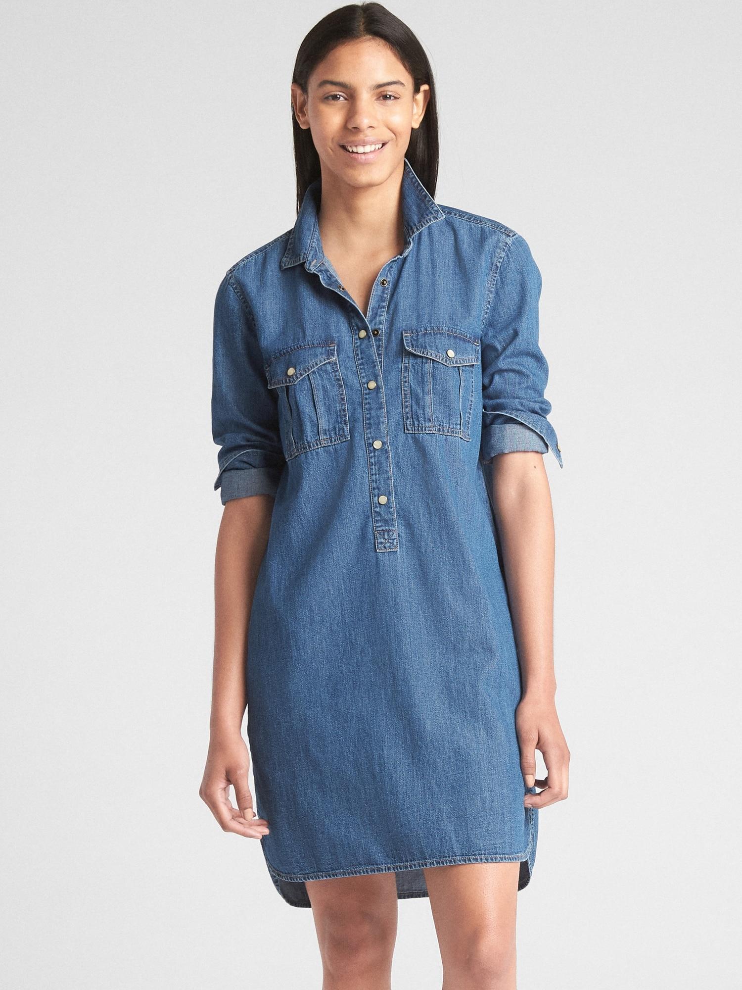 gap button down denim dress