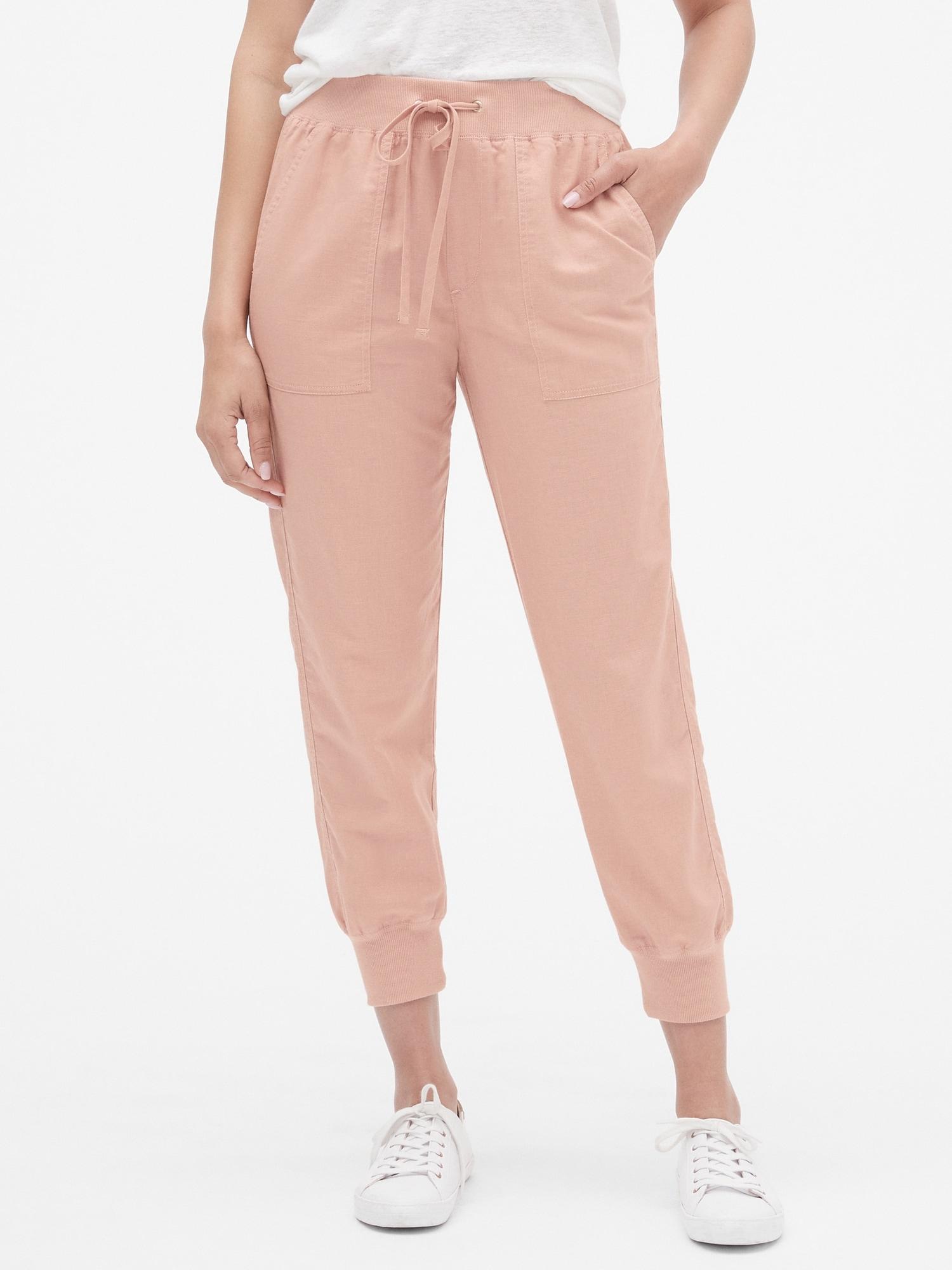 pink drawstring joggers