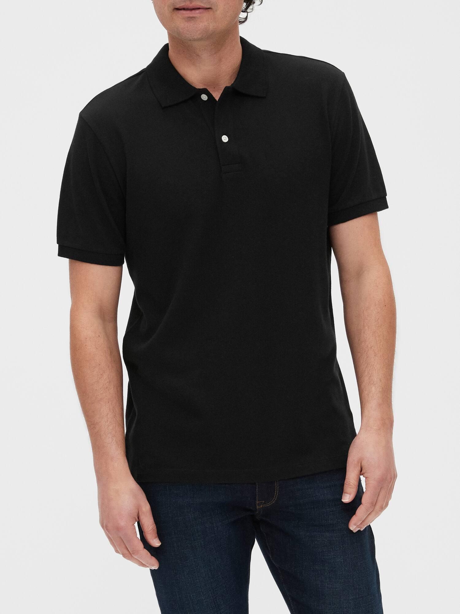Download GAP Factory Stretch Pique Polo Shirt in Black for Men - Lyst