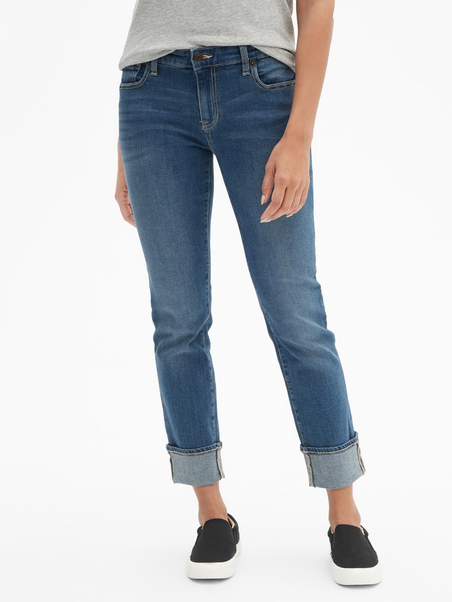 GAP Factory Mid Rise Straight Cuff Jeans in Blue | Lyst