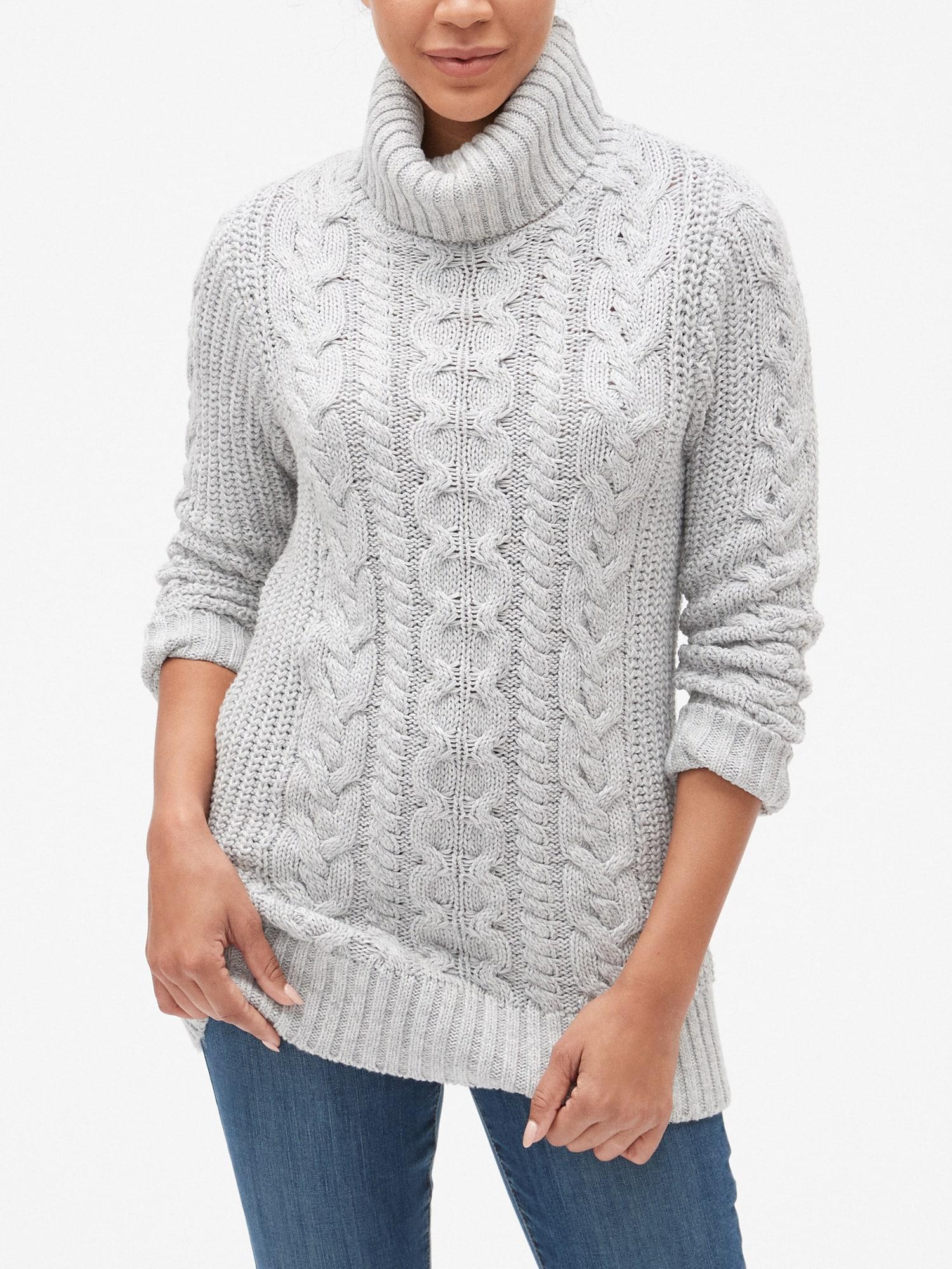 gray cable knit turtleneck sweater