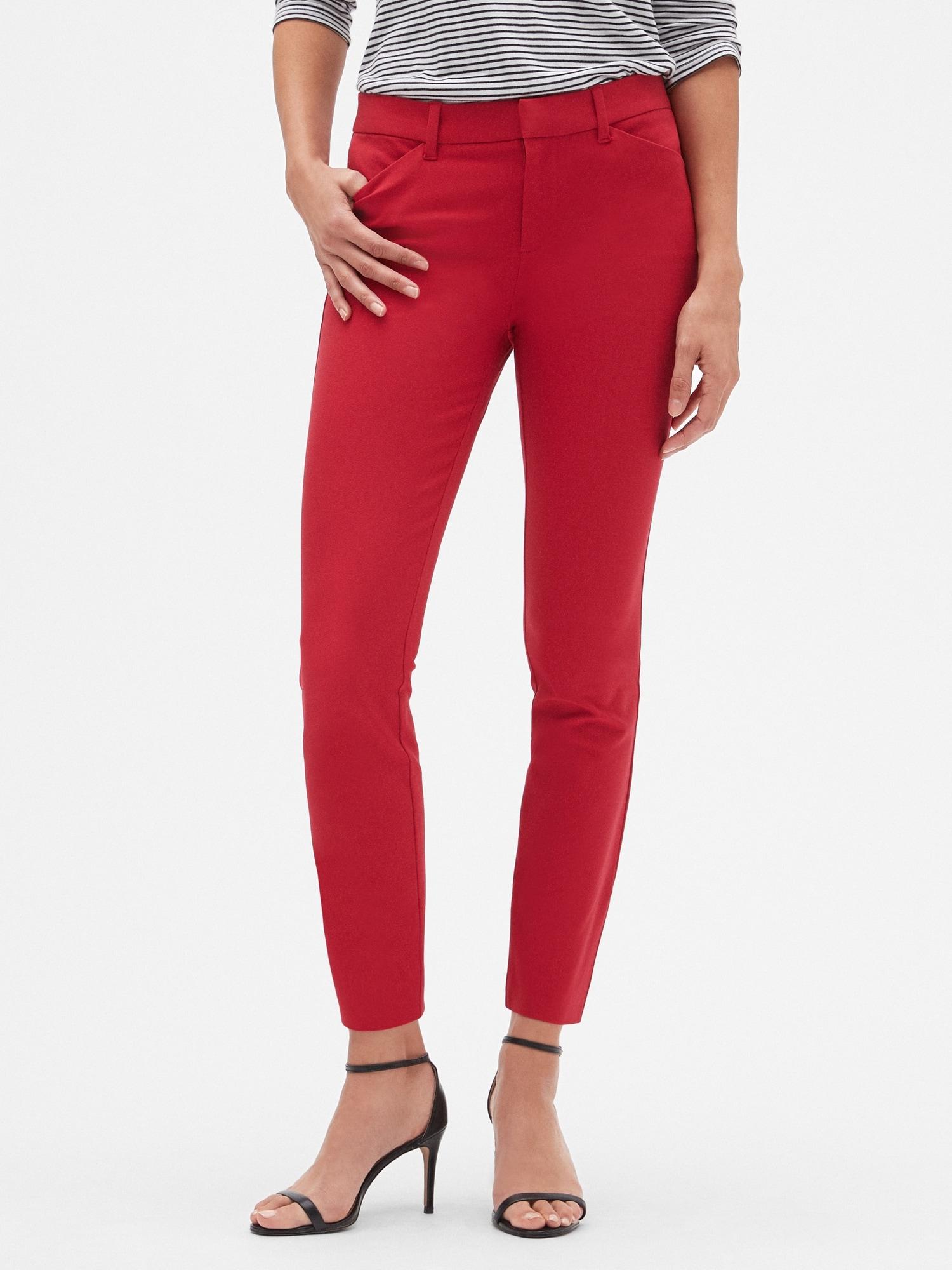 GAP Factory Skinny Ankle Pants In Bi-stretch in Red - Lyst