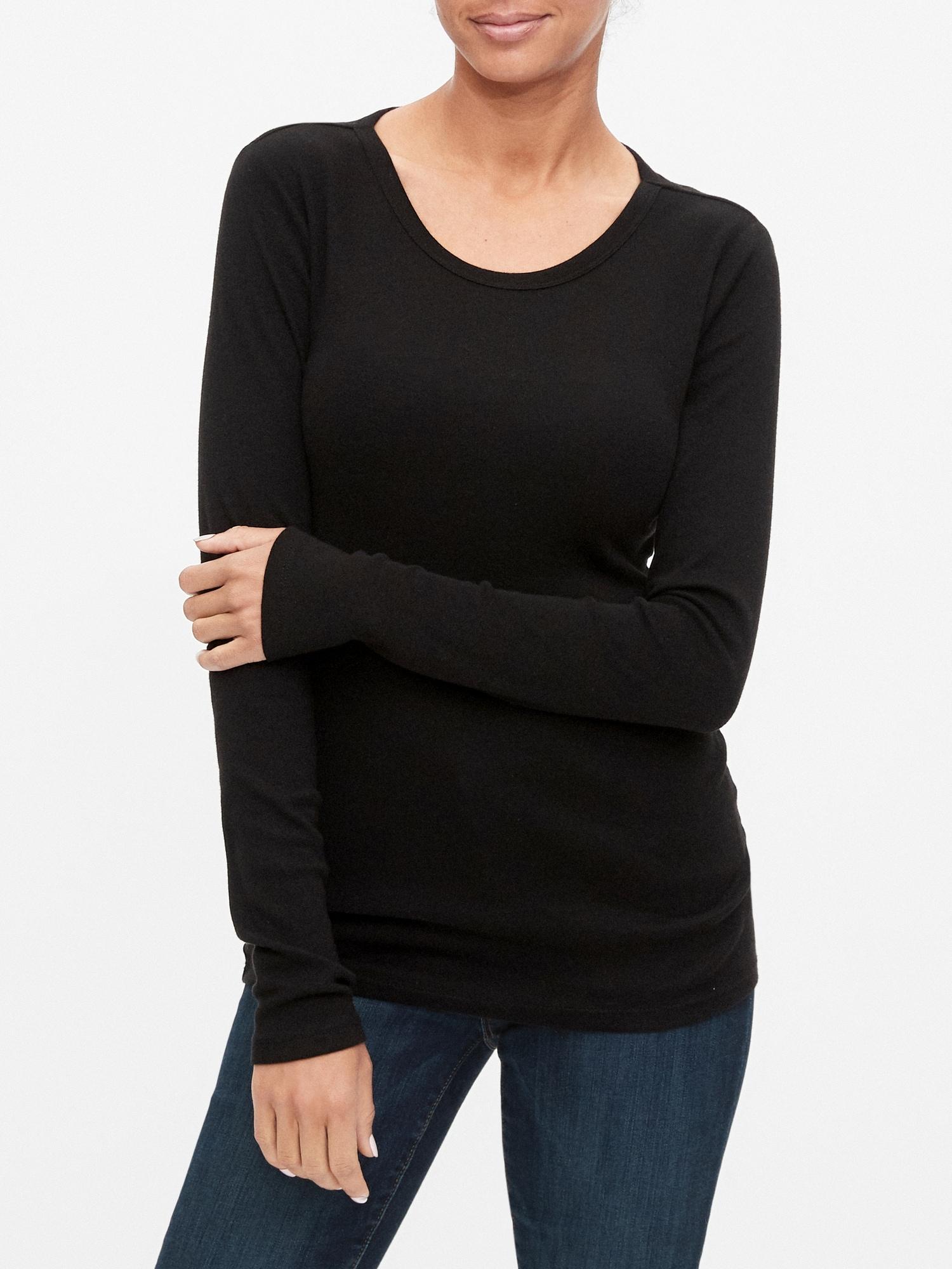 GAP Factory Favorite Long Sleeve T-shirt in Black - Lyst