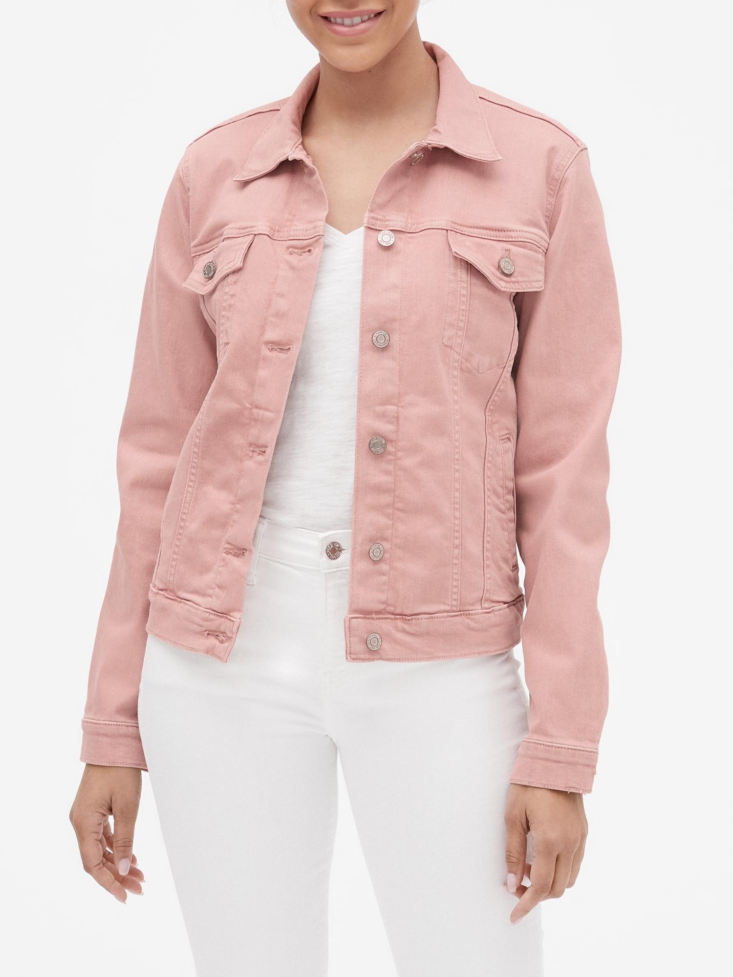 gap pink denim jacket