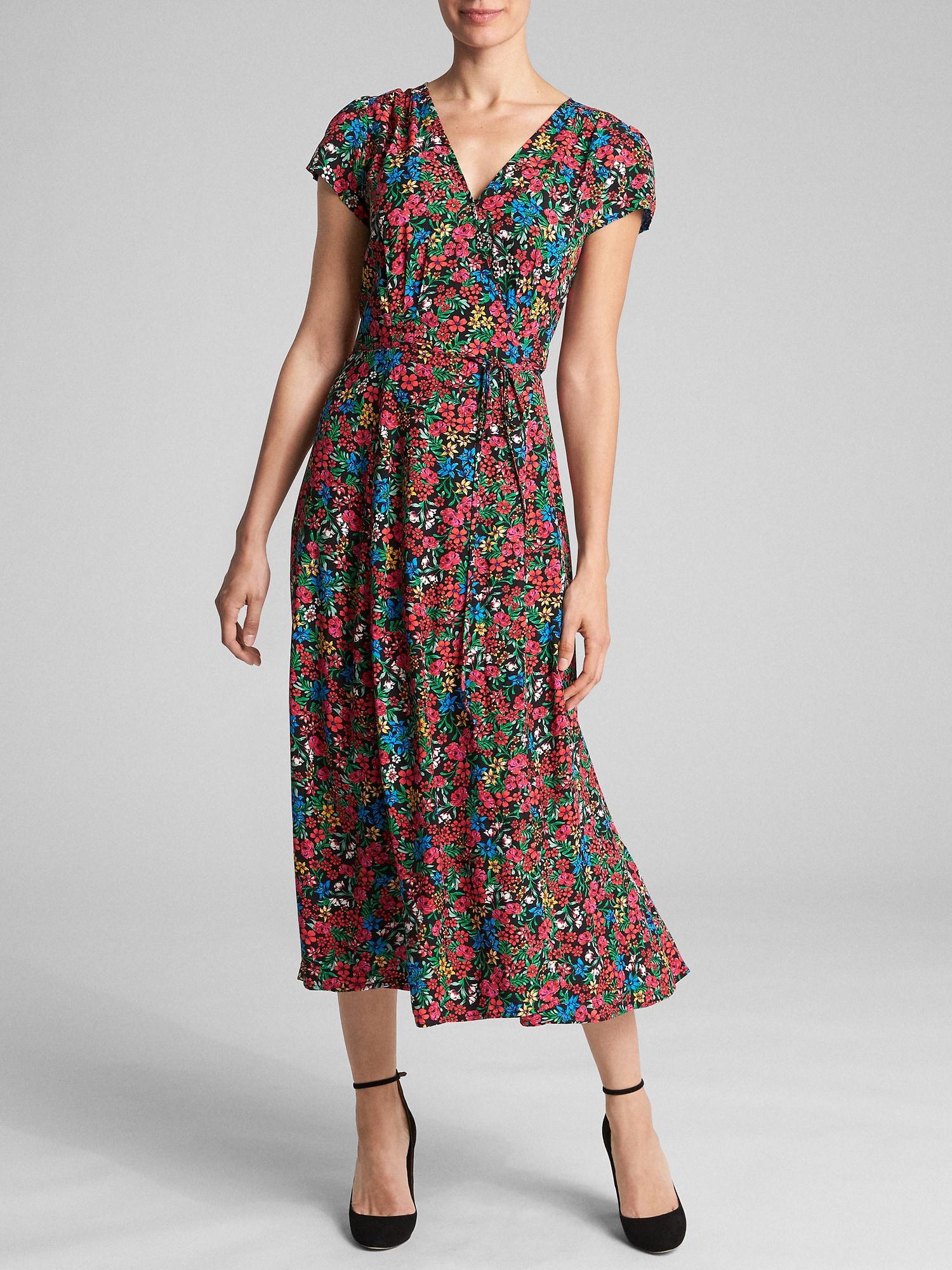 gap floral wrap dress
