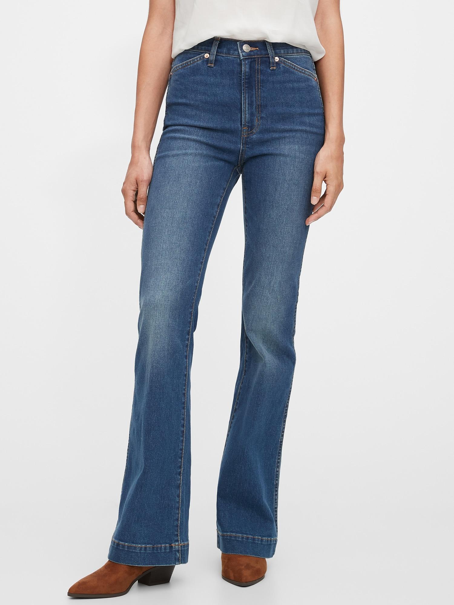GAP Factory Denim High Rise Flare Jeans in Blue - Lyst