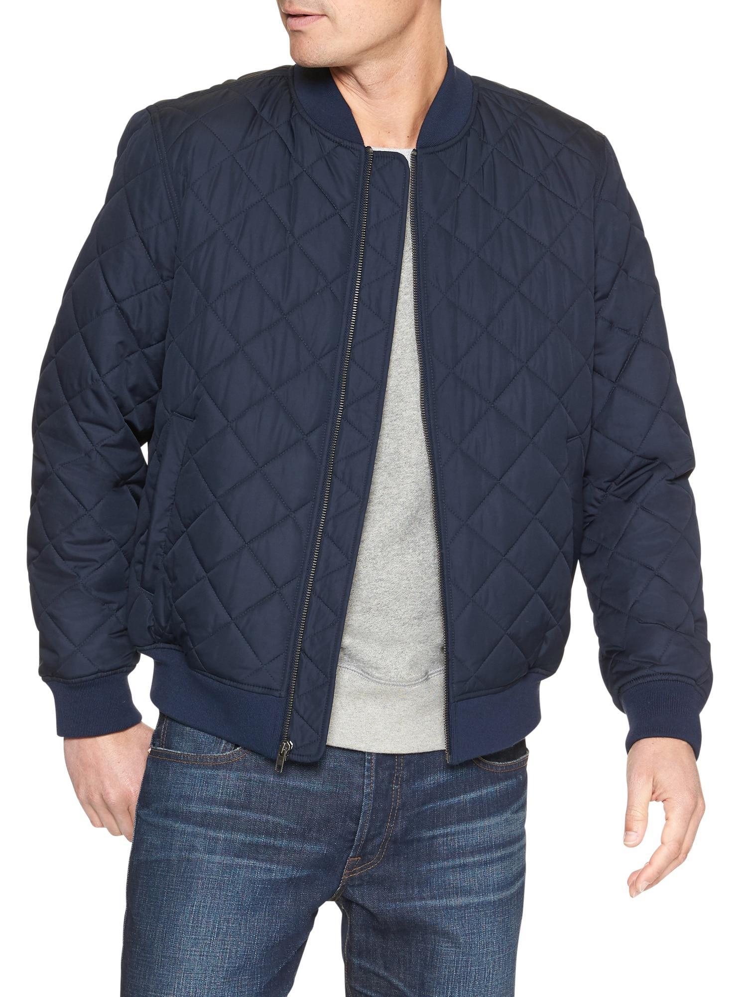 GAP Factory Quilted Bomber Jacket in Blue for Men | Lyst