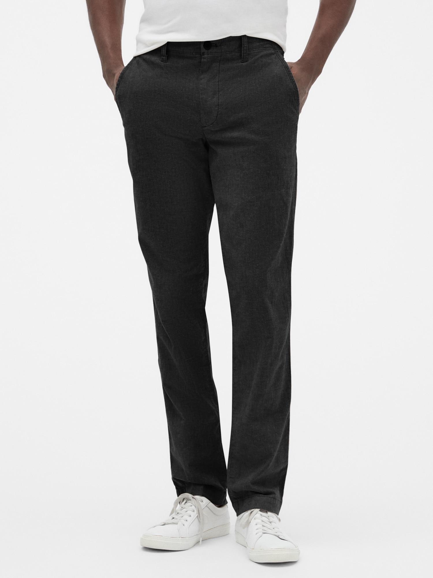 GAP Factory Linen Pants In Straight Fit With Gapflex in Black for Men ...