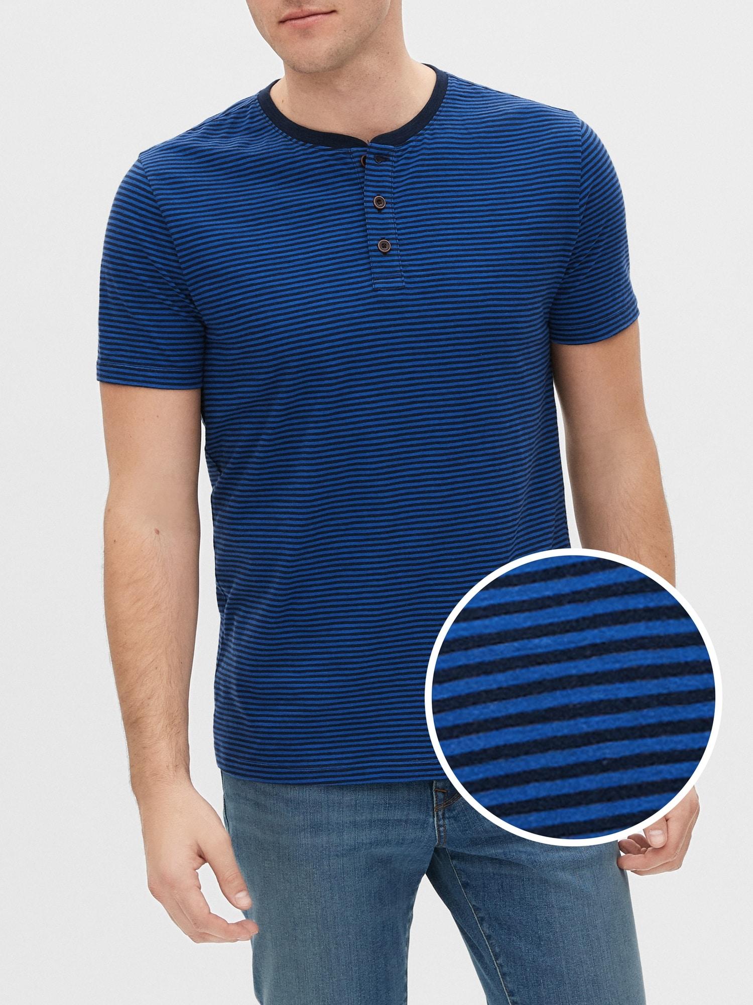 Download GAP Factory Cotton Stripe Henley T-shirt in Navy Stripe ...