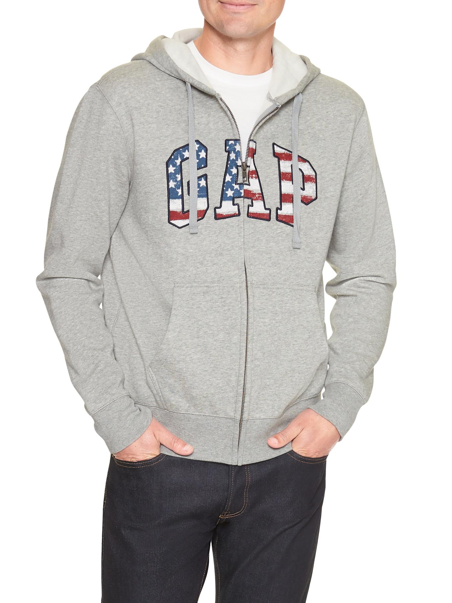 GAP Factory Fleece Flag Arch Logo Zip Hoodie in Light Heather Grey (Gray)  for Men - Lyst