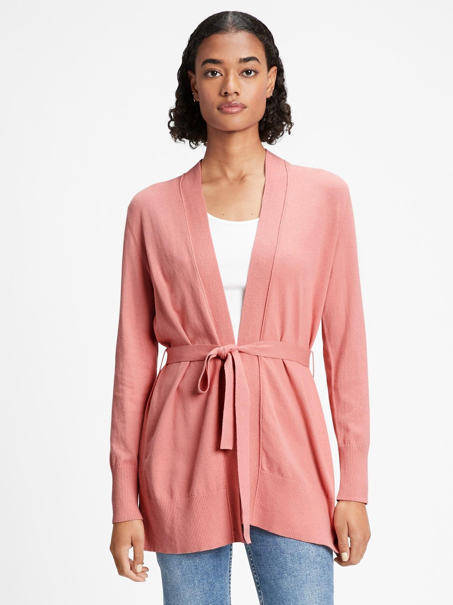 womens belted cardigan