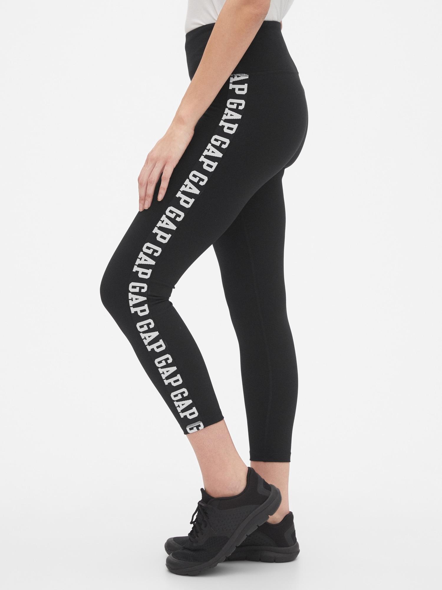 Women's GAP FIT Black Leggings with Silver & Black Swirl Design Size XS