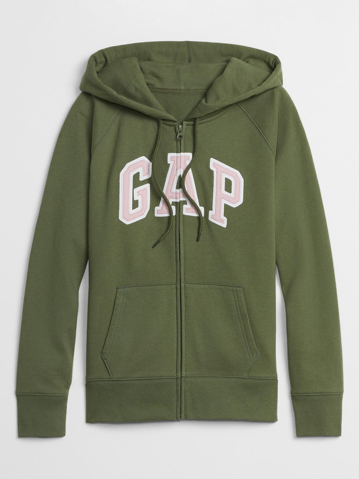 GAP Factory Gap Logo Zip Hoodie In Fleece in Green | Lyst