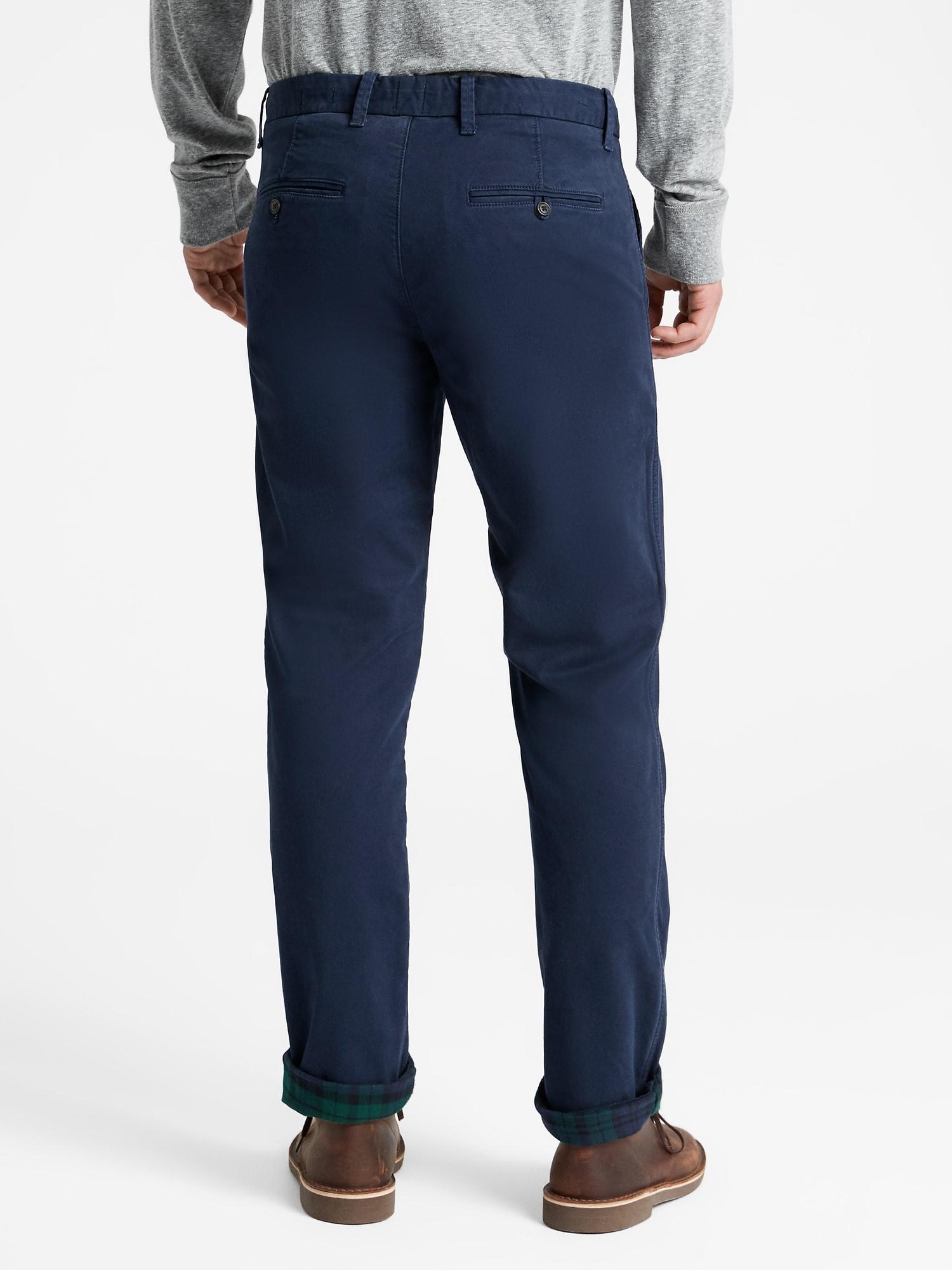 GAP Factory Flannel-lined Twill Pants In Slim Fit in Brown for Men - Lyst