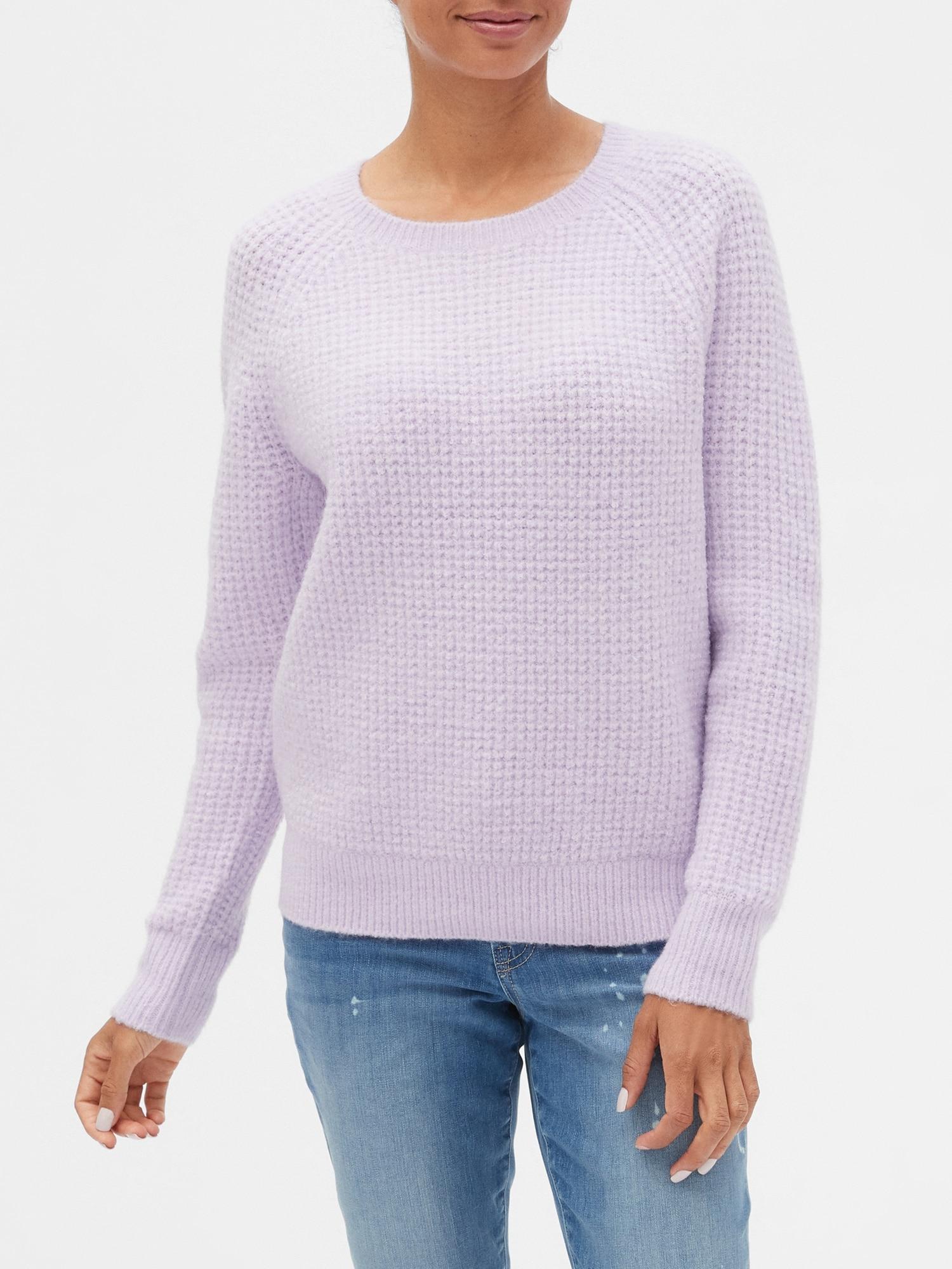 waffle stitch crewneck sweater