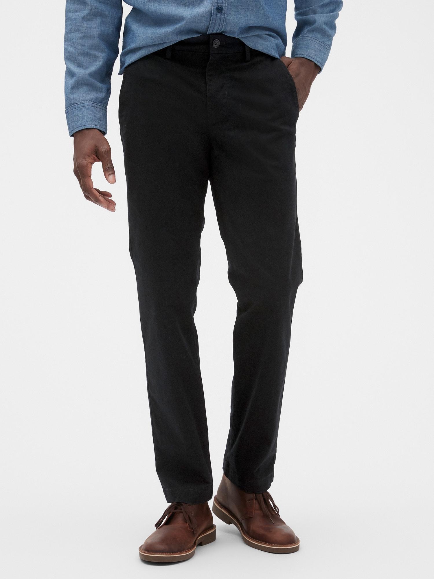 GAP Factory Synthetic Essential Khakis In Straight Fit With Gapflex in Black for Men - Lyst