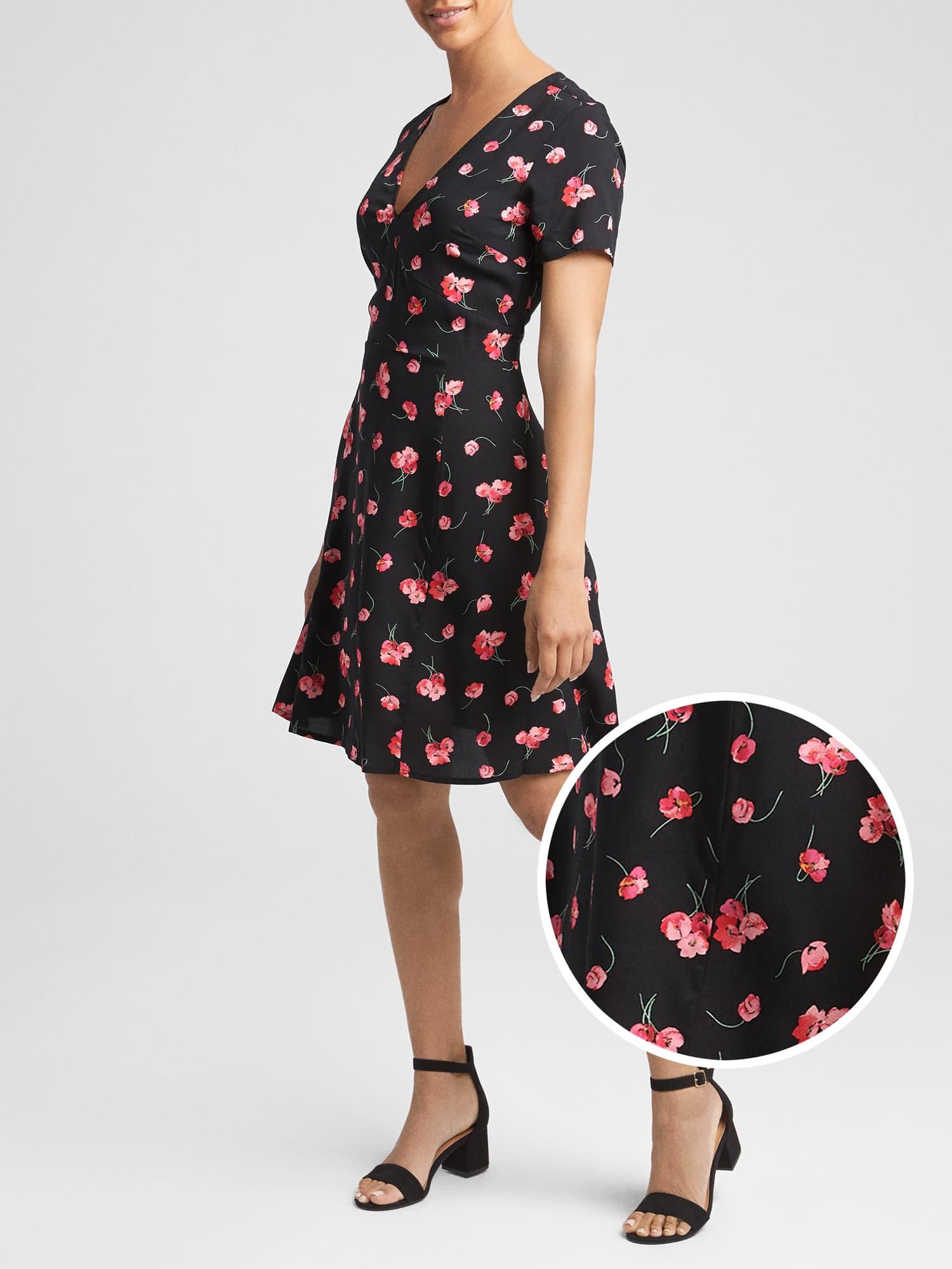 black floral fit and flare dress