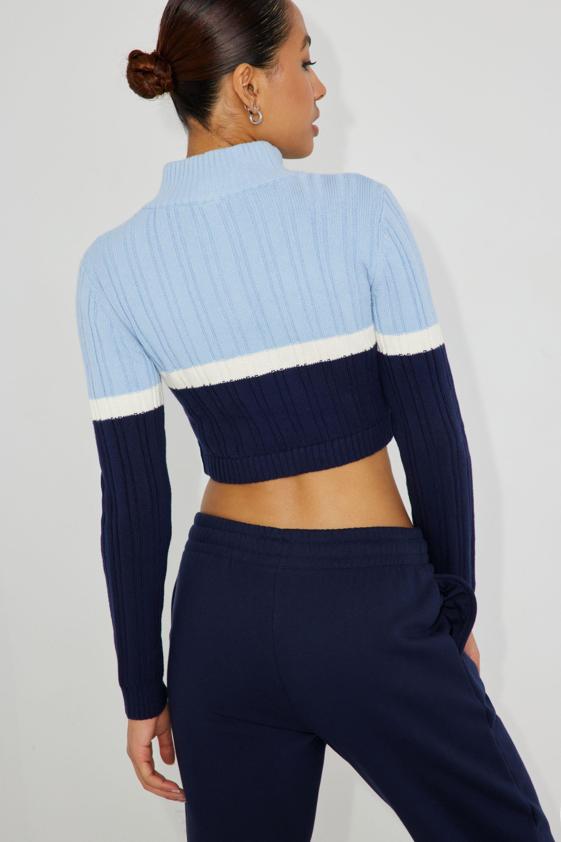 Garage Super Cropped Long Sleeve Sweater in Blue | Lyst