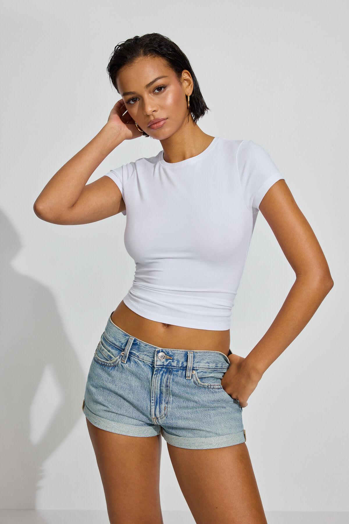 Garage Low Rise Cuffed Denim Shorts in White Lyst