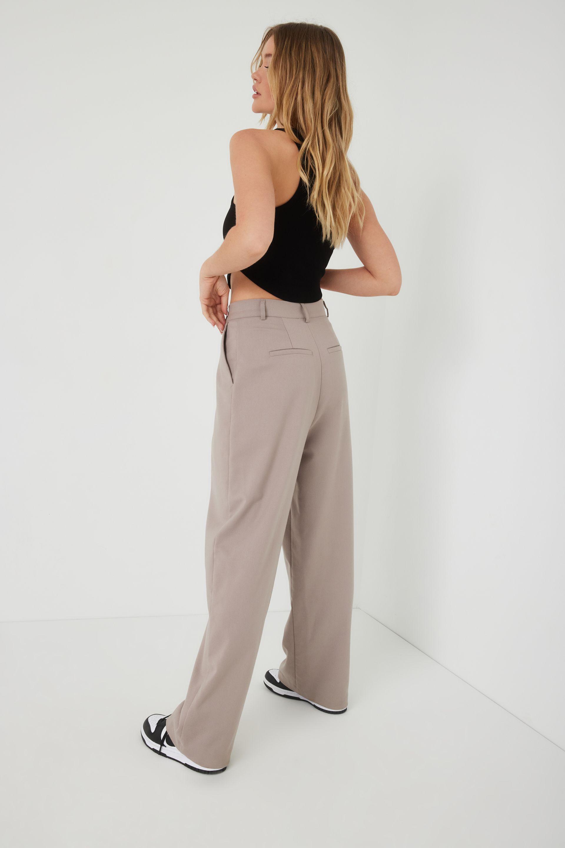 Synthetic Porter Pleated Straight Pants 