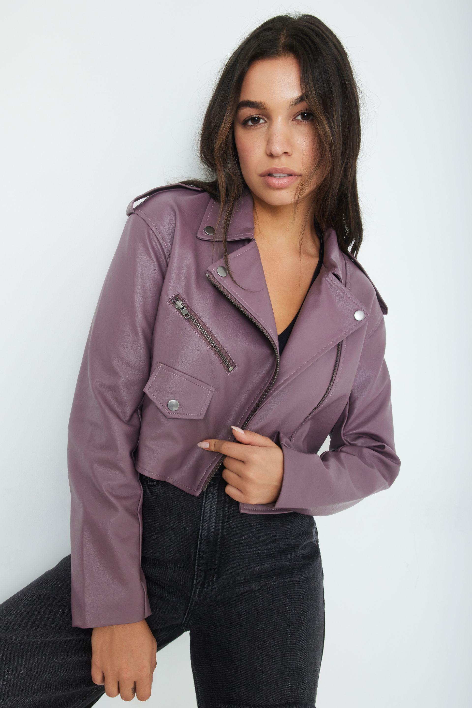 garage faux leather blazer