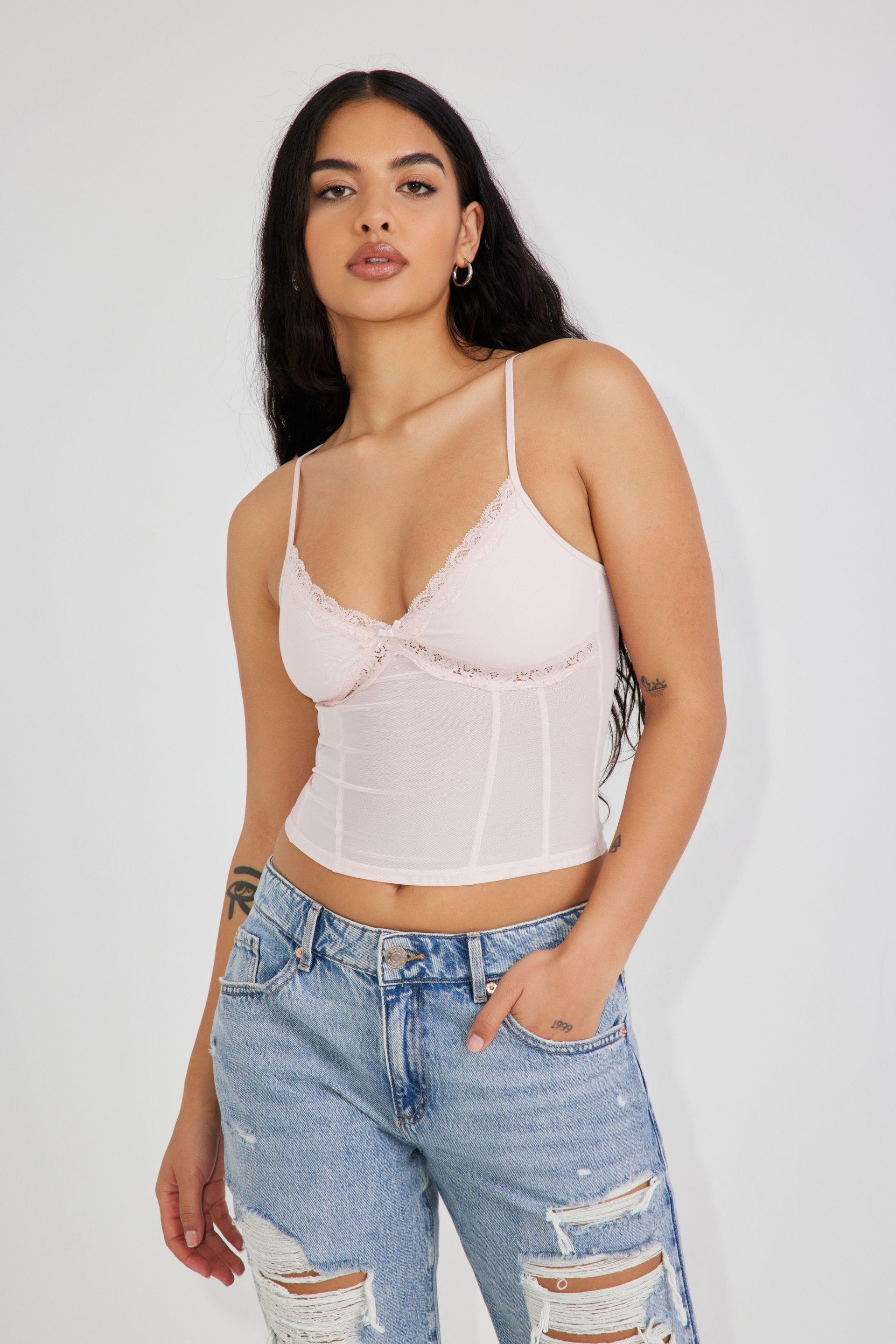 White Lace Crop Top Vintage Cropped Cami Top Sheer White Crop Top