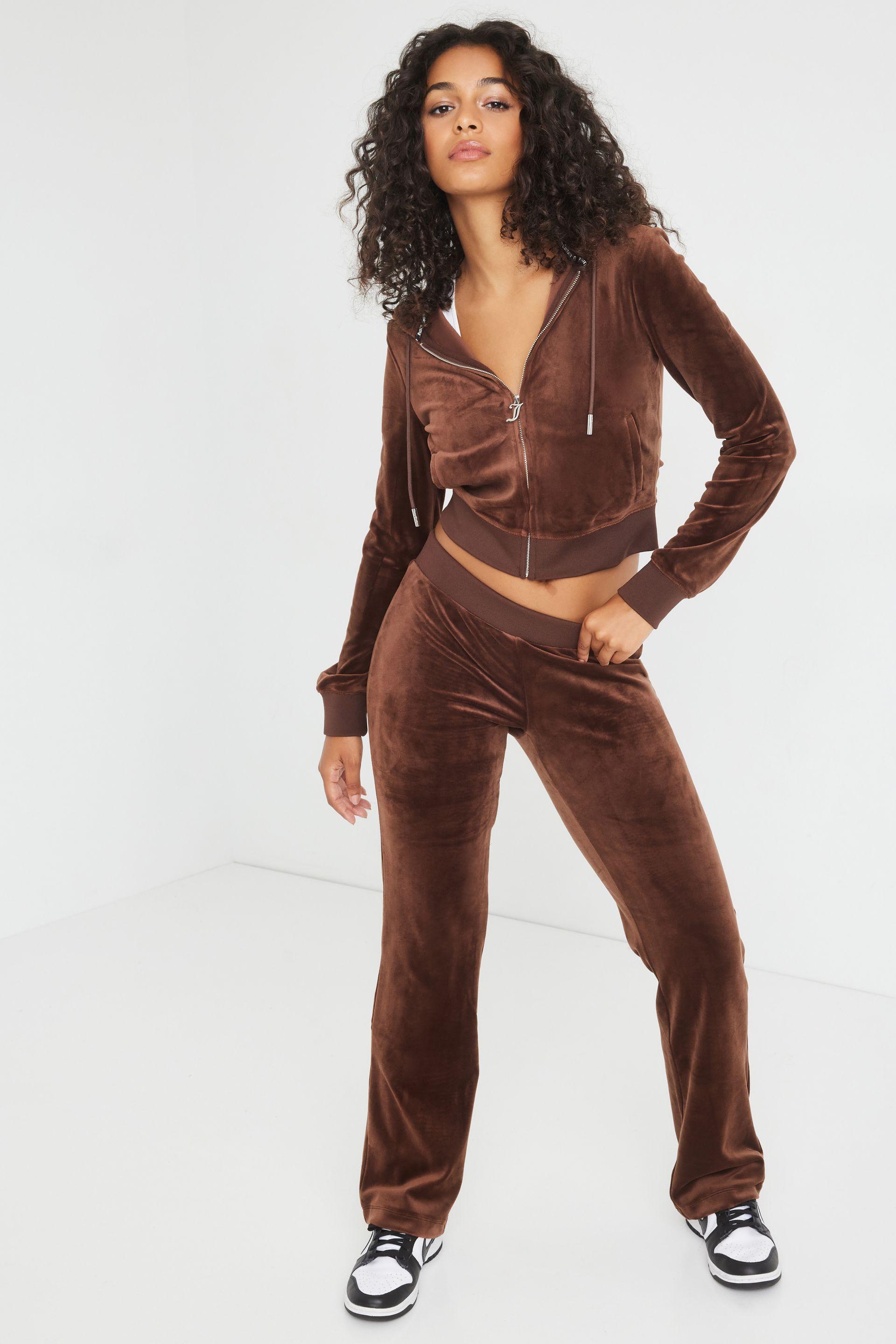 Garage Juicy Couture Og Big Bling Velour Track Pants in Brown | Lyst