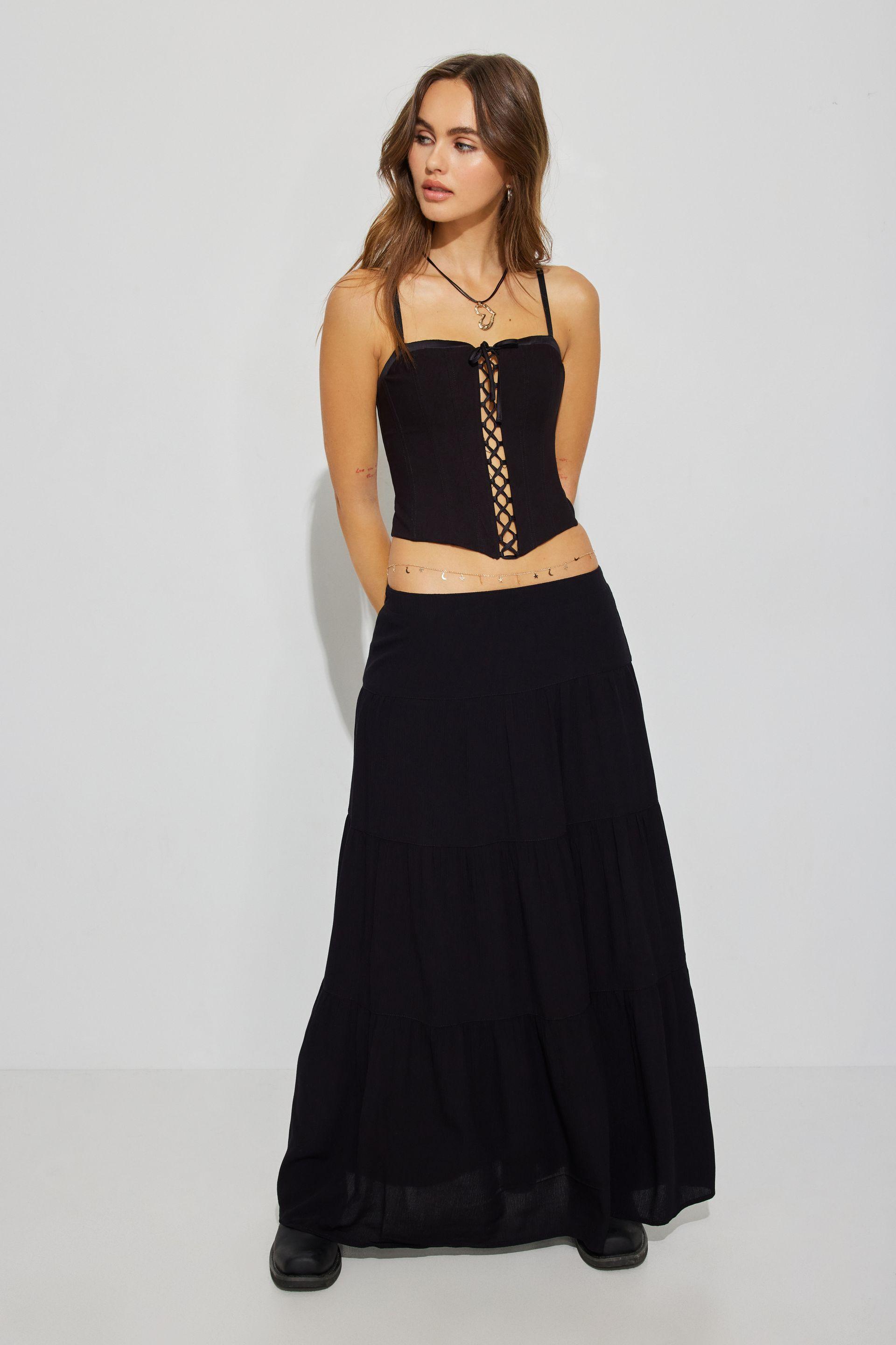 Garage Tiered Maxi Skirt in White Lyst