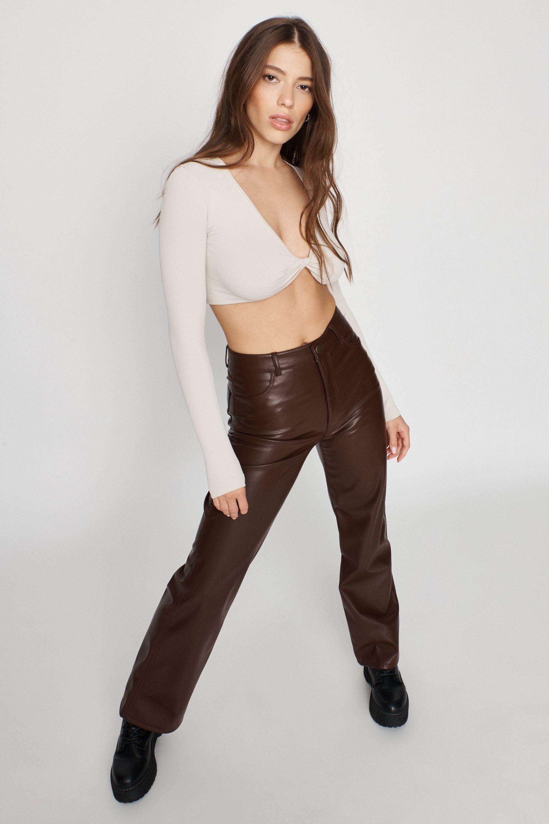 Garage Faux Leather Straight Leg Pants 